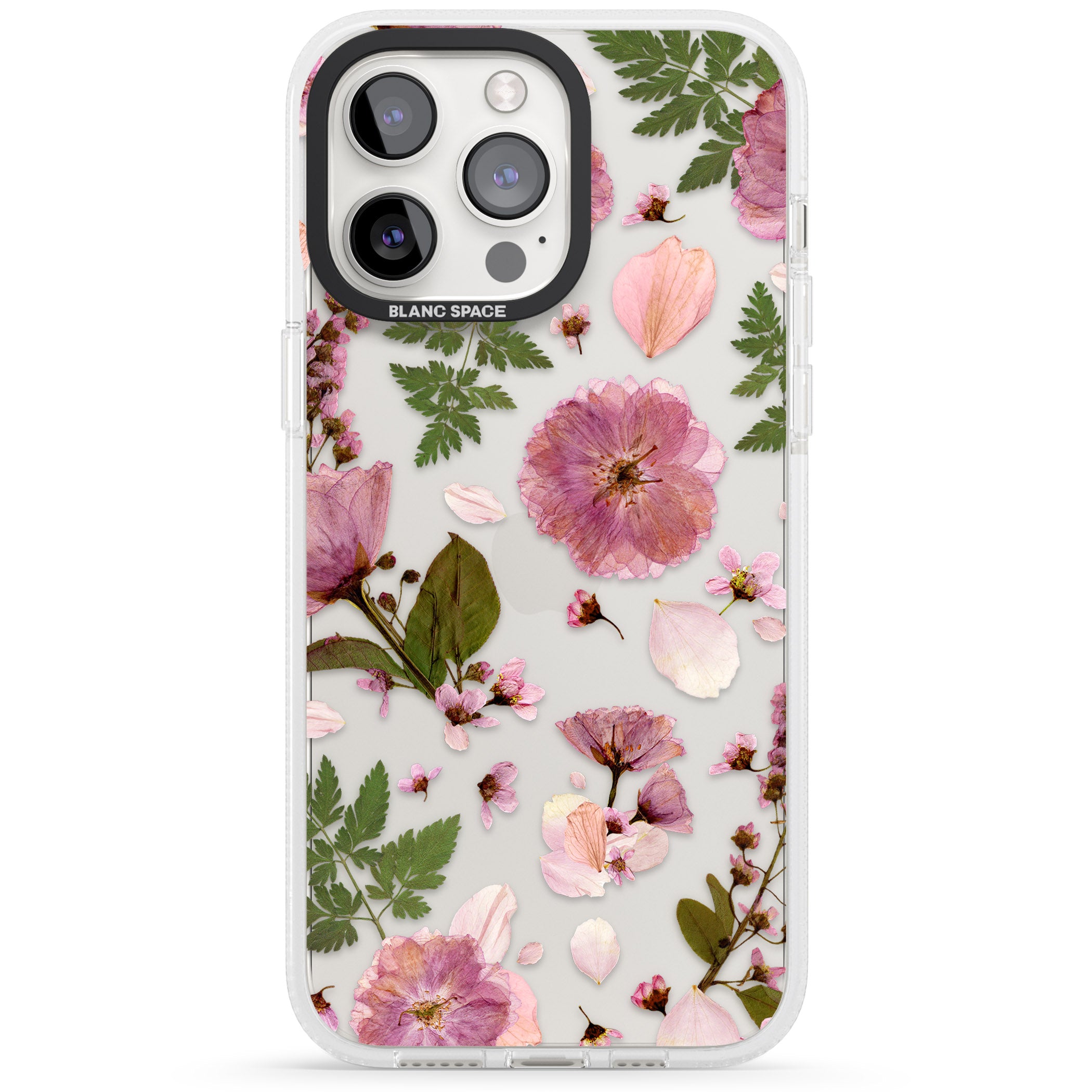 Natural Arrangement of Flowers & Leaves Design iPhone 15 Pro Max / 15 Pro / 14 Pro Max / 14 Pro / 13 Pro Clear Case Impact Air - Blanc Space