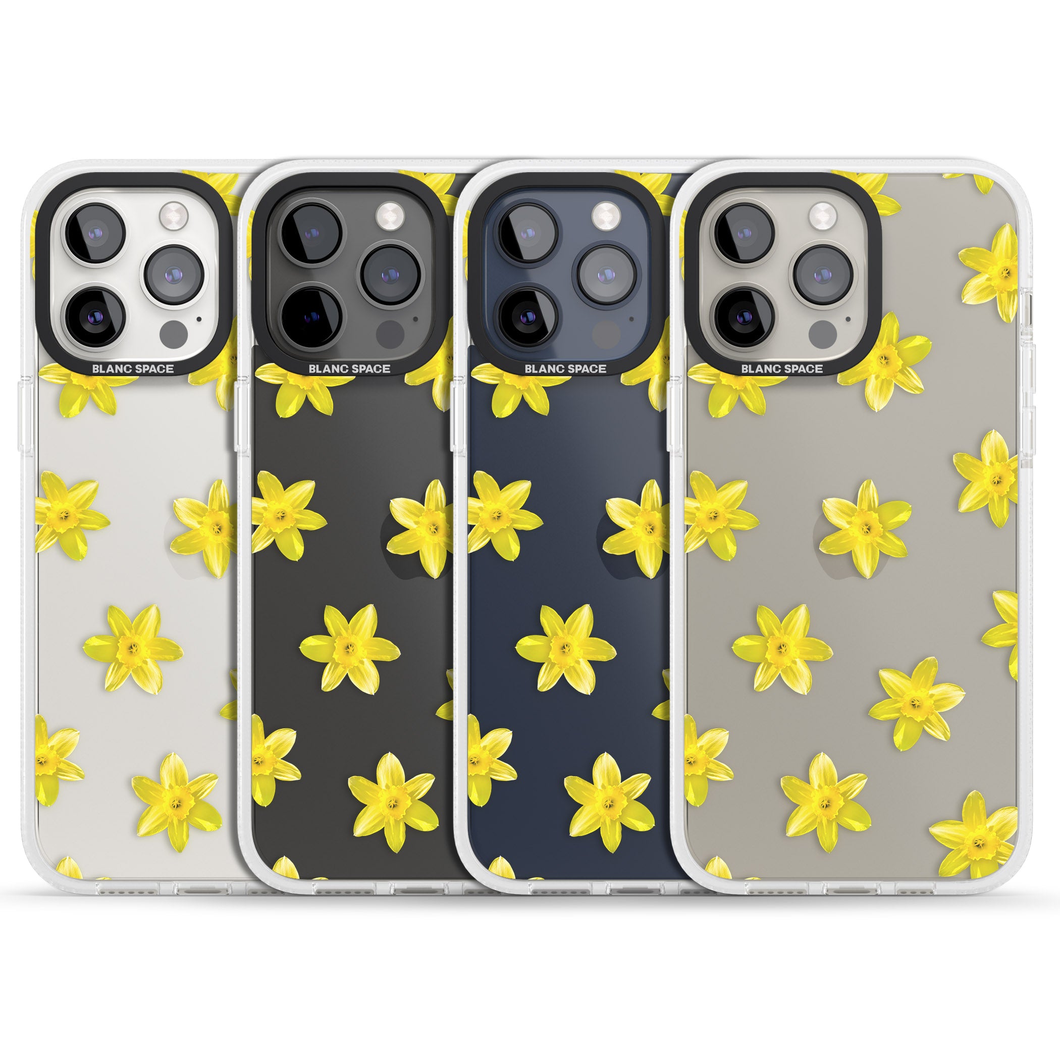 Daffodils Transparent Pattern iPhone 15 Pro Max / 15 Pro / 14 Pro Max / 14 Pro / 13 Pro Clear Case Impact Air - Blanc Space