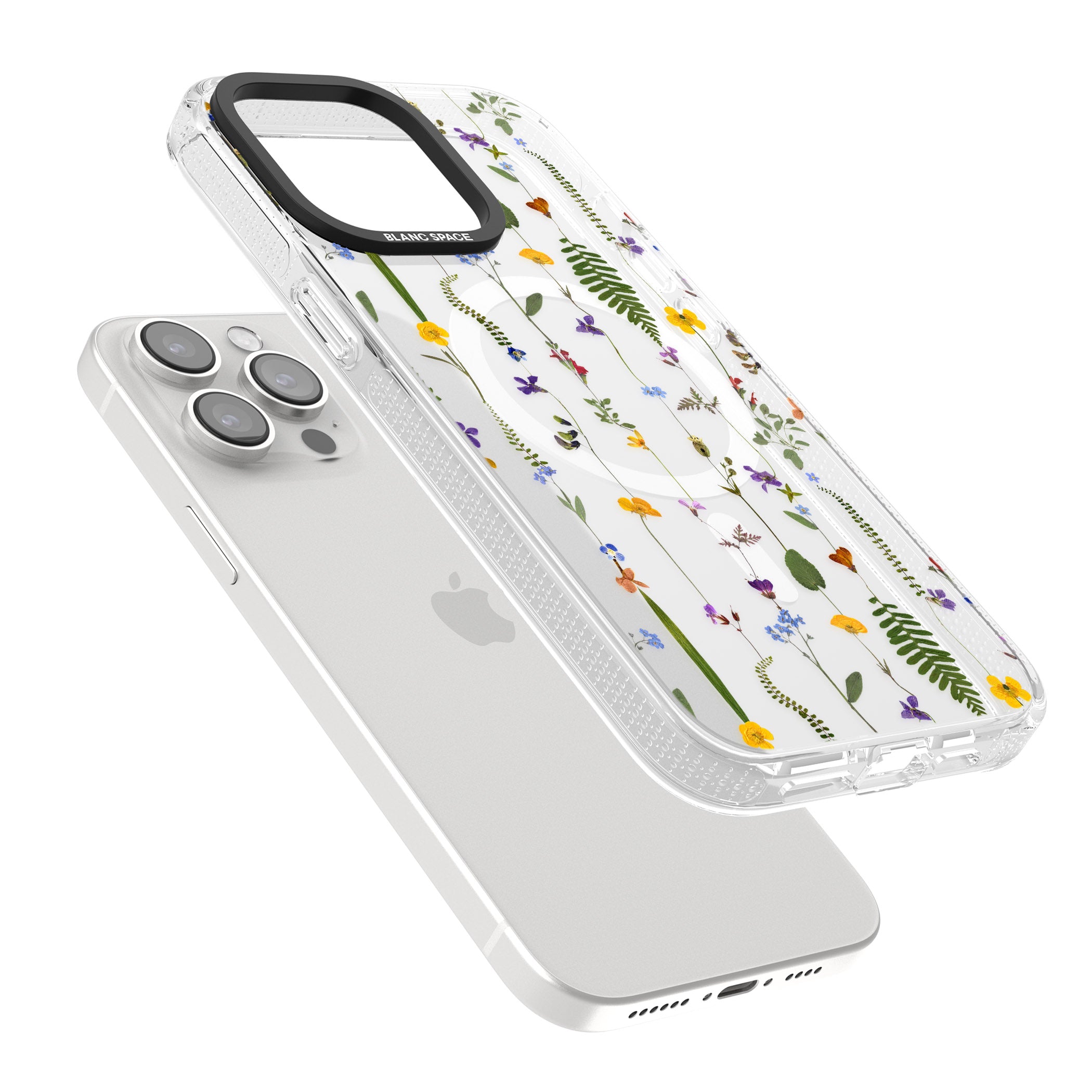 Wildflower Chain iPhone 15 Pro Max / 15 Pro / 14 Pro Max / 14 Pro / 13 Pro Clear Case Impact Air - Blanc Space