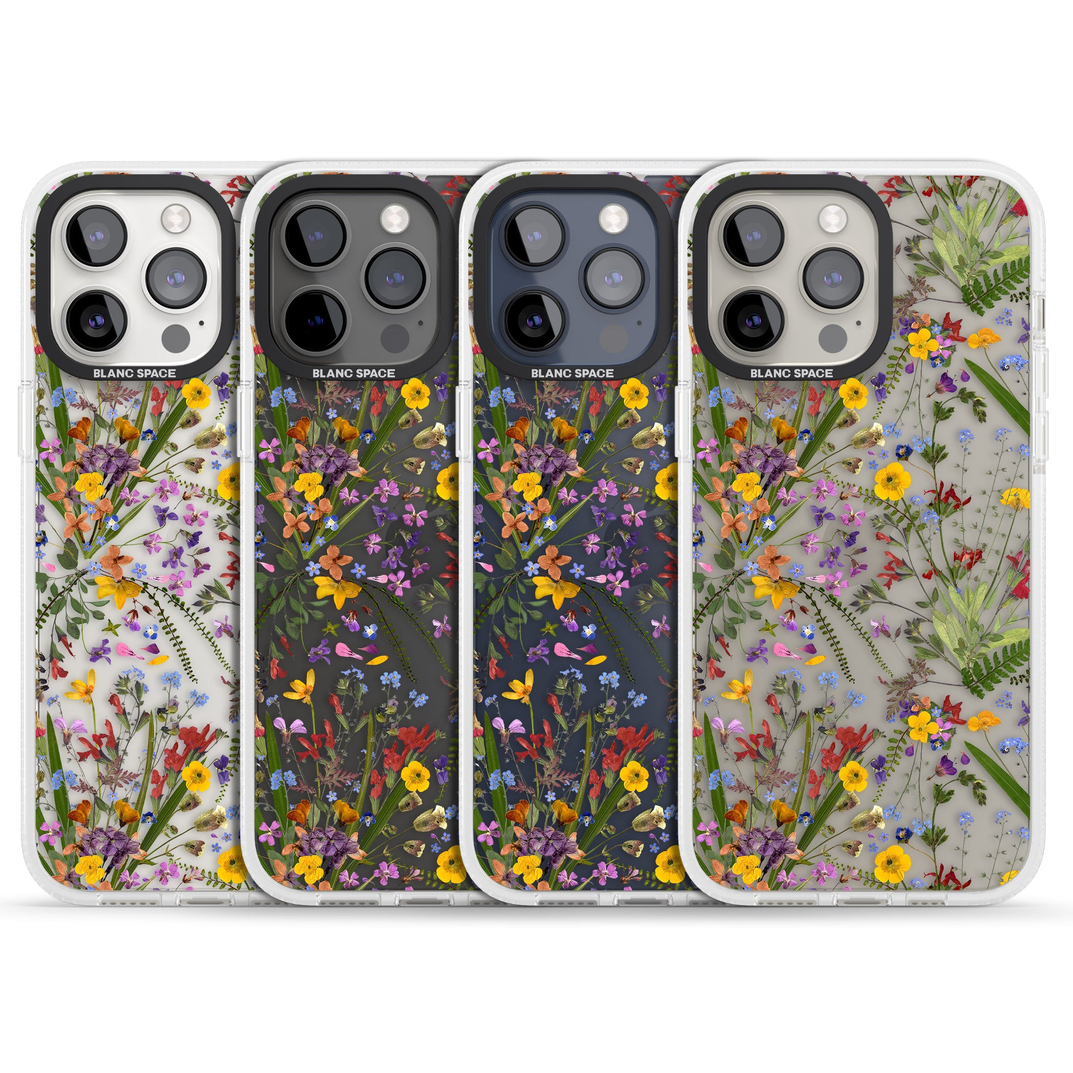 Wildflower & Leaves iPhone 15 Pro Max / 15 Pro / 14 Pro Max / 14 Pro / 13 Pro Clear Case Impact Air - Blanc Space