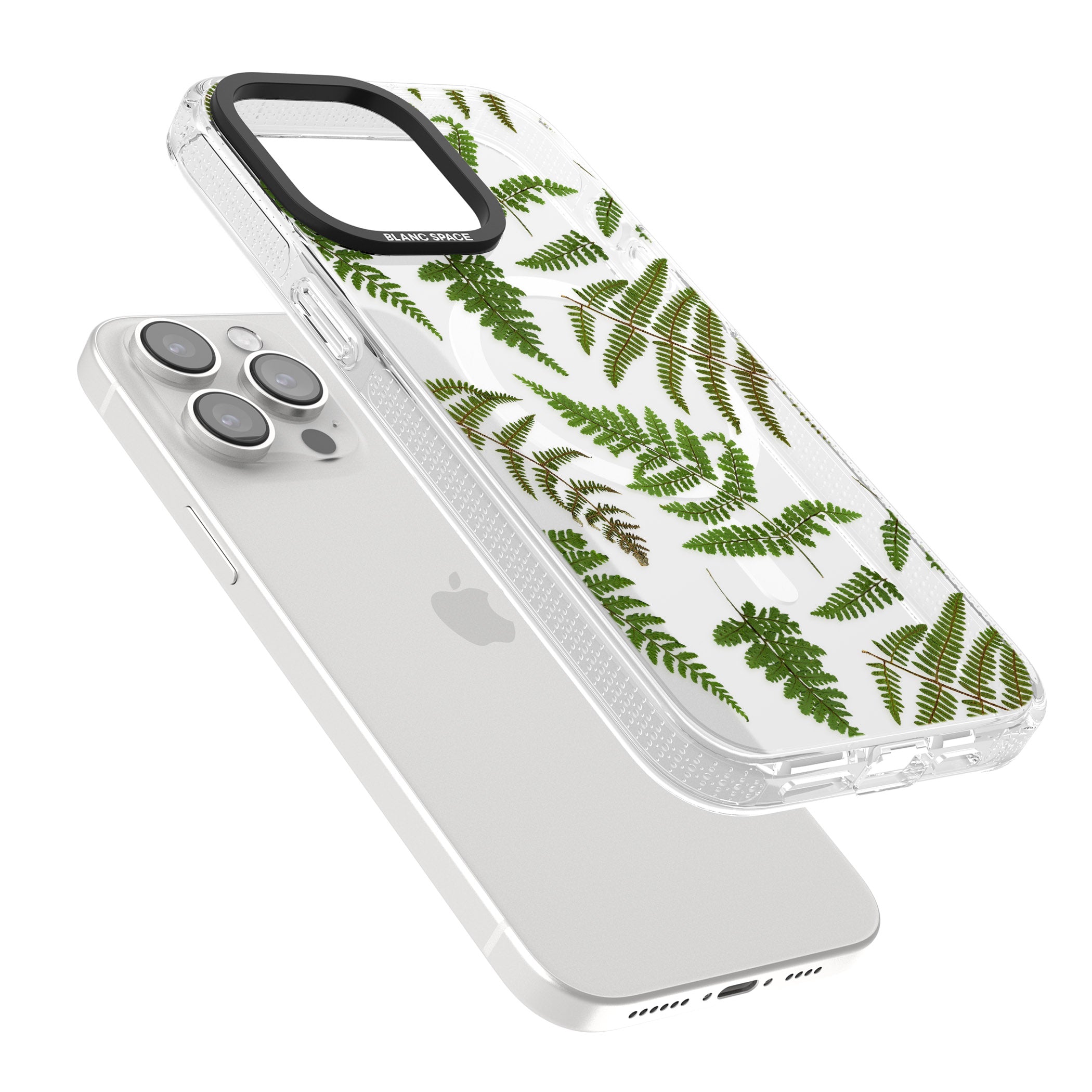 Leafy Ferns iPhone 15 Pro Max / 15 Pro / 14 Pro Max / 14 Pro / 13 Pro Clear Case Impact Air - Blanc Space