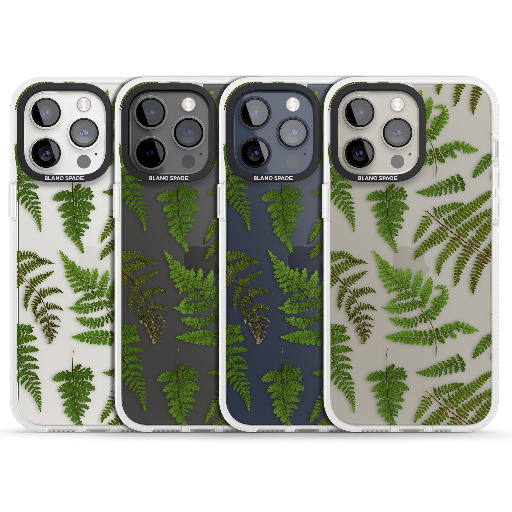 Leafy Ferns iPhone 15 Pro Max / 15 Pro / 14 Pro Max / 14 Pro / 13 Pro Clear Case Impact Air - Blanc Space