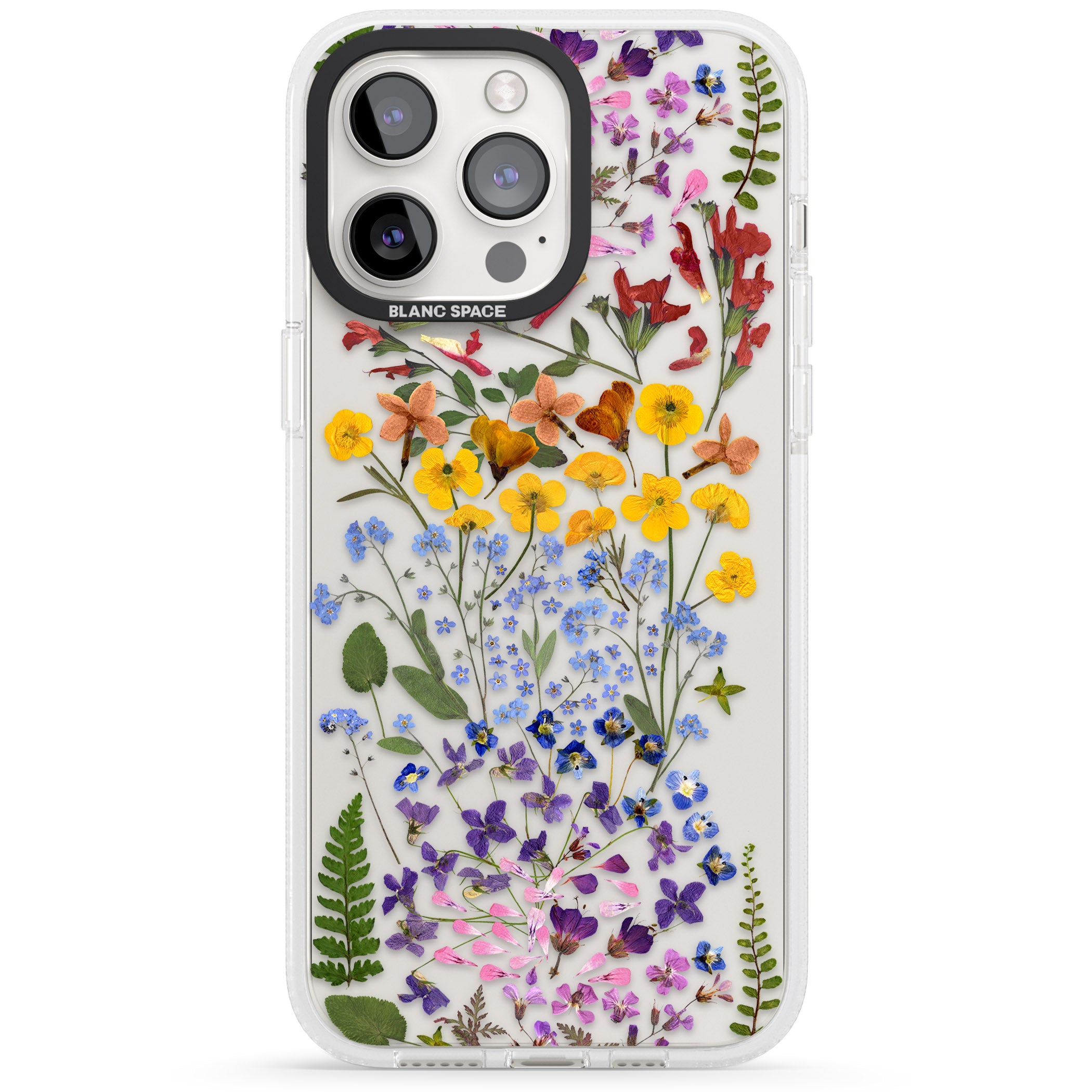 Wild Flower Stripe Design iPhone 15 Pro Max / 15 Pro / 14 Pro Max / 14 Pro / 13 Pro Clear Case Impact Air - Blanc Space