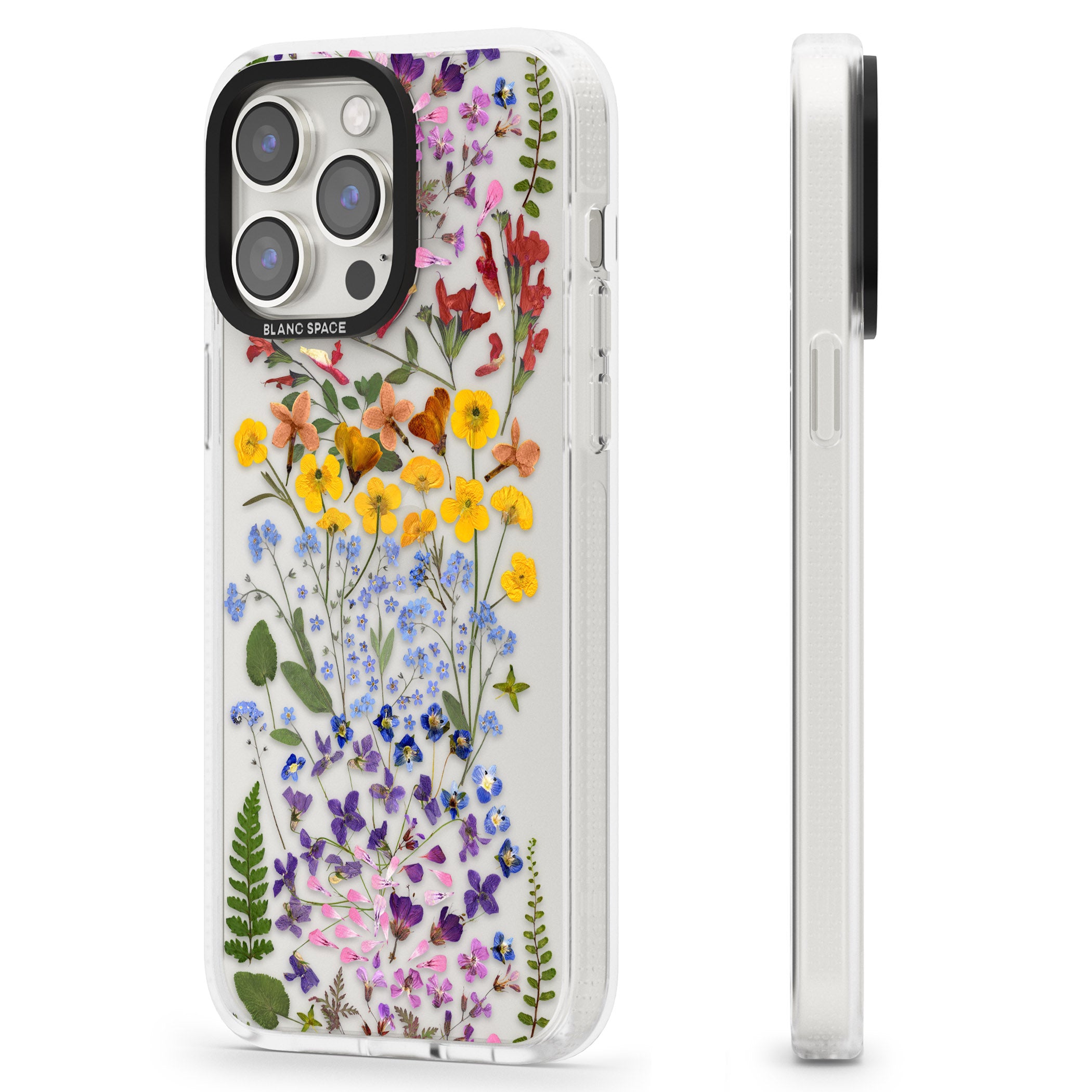 Wild Flower Stripe Design iPhone 15 Pro Max / 15 Pro / 14 Pro Max / 14 Pro / 13 Pro Clear Case Impact Air - Blanc Space