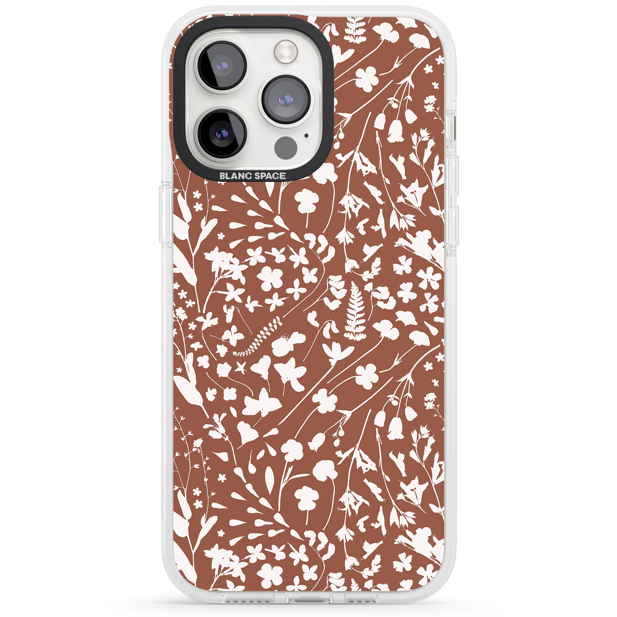 Wildflower Cluster on Terracotta iPhone 15 Pro Max / 15 Pro / 14 Pro Max / 14 Pro / 13 Pro Clear Case Impact Air - Blanc Space