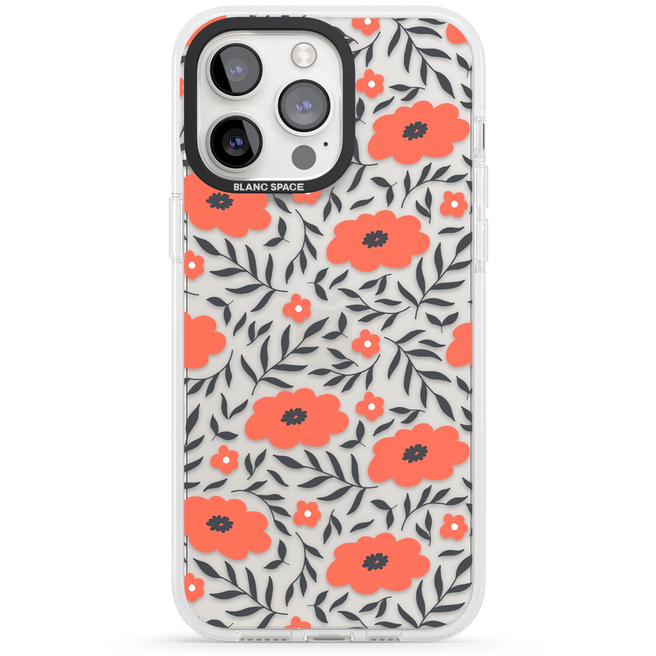 Red Poppy Transparent Floral iPhone 15 Pro Max / 15 Pro / 14 Pro Max / 14 Pro / 13 Pro Clear Case Impact Air - Blanc Space