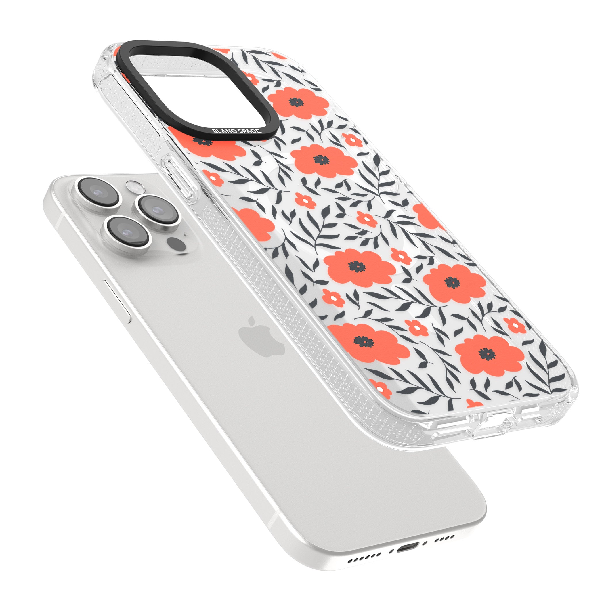 Red Poppy Transparent Floral iPhone 15 Pro Max / 15 Pro / 14 Pro Max / 14 Pro / 13 Pro Clear Case Impact Air - Blanc Space
