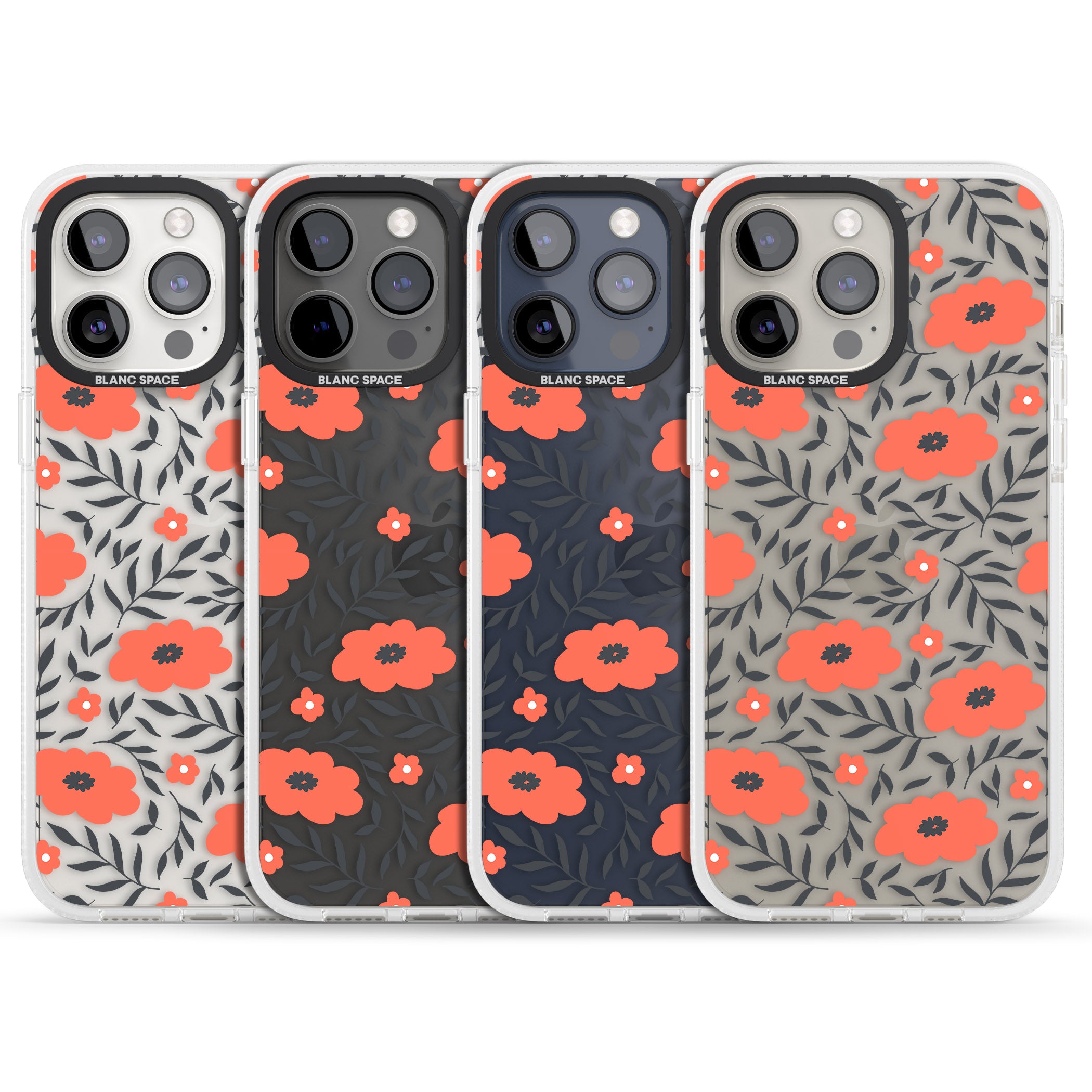 Red Poppy Transparent Floral iPhone 15 Pro Max / 15 Pro / 14 Pro Max / 14 Pro / 13 Pro Clear Case Impact Air - Blanc Space