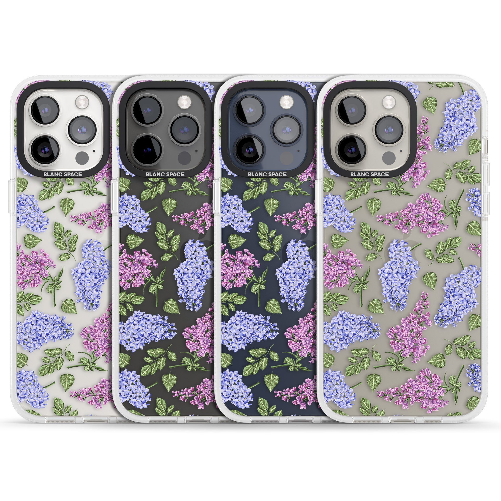 Purple Blossoms Transparent Floral iPhone 15 Pro Max / 15 Pro / 14 Pro Max / 14 Pro / 13 Pro Clear Case Impact Air - Blanc Space