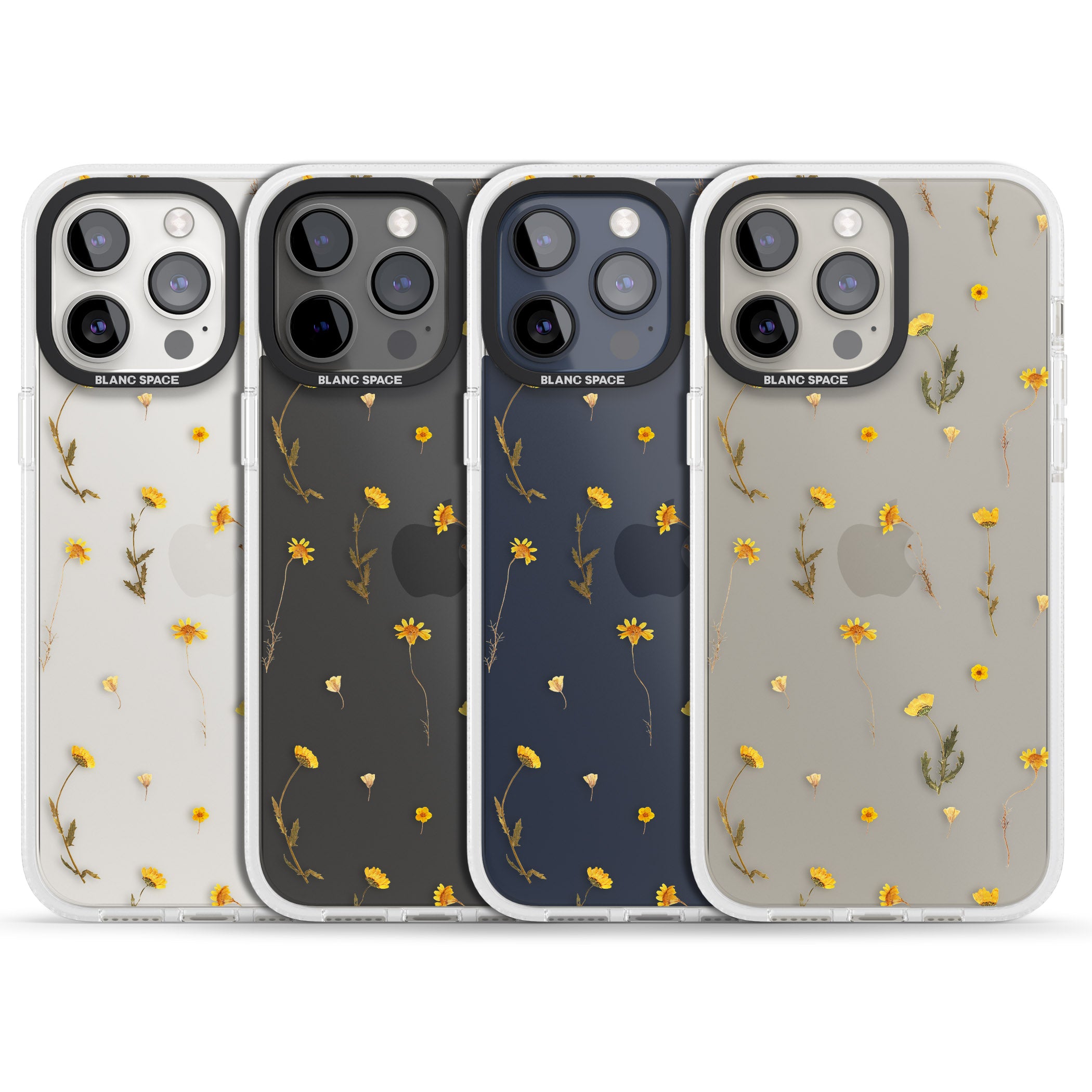 Mixed Yellow Flowers - Dried Flower-Inspired iPhone 15 Pro Max / 15 Pro / 14 Pro Max / 14 Pro / 13 Pro Clear Case Impact Air - Blanc Space