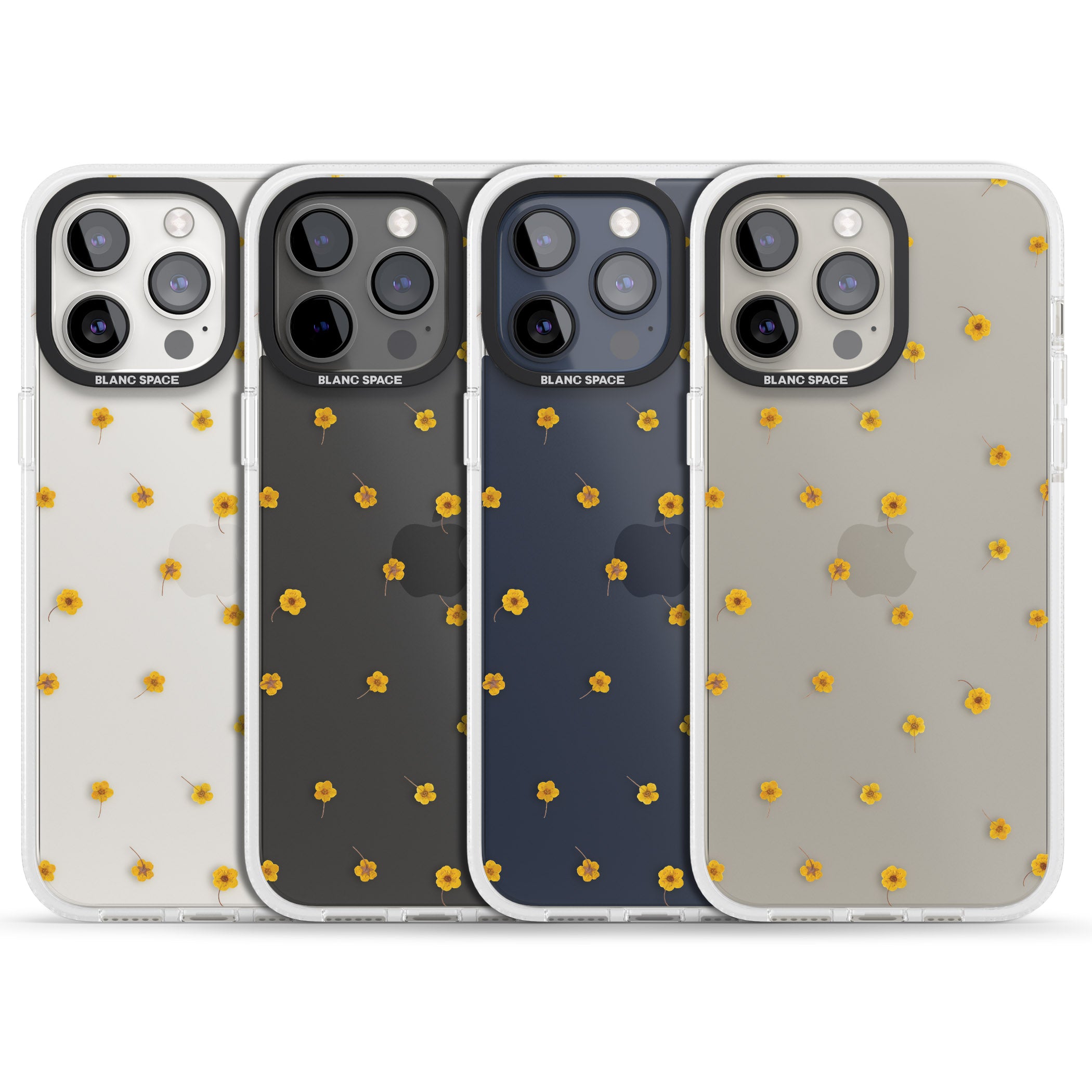 Yellow Flower Pattern - Dried Flower-Inspired iPhone 15 Pro Max / 15 Pro / 14 Pro Max / 14 Pro / 13 Pro Clear Case Impact Air - Blanc Space