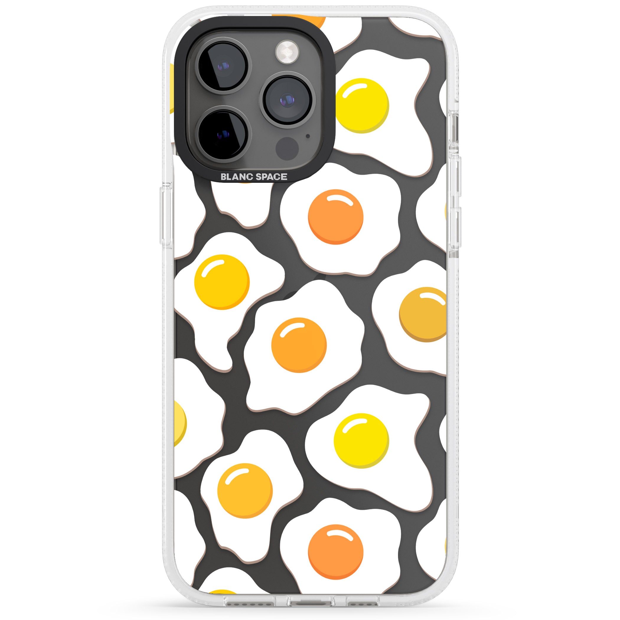 Fried Egg Pattern iPhone 15 Pro Max / 15 Pro / 14 Pro Max / 14 Pro / 13 Pro Clear Case Impact Air - Blanc Space