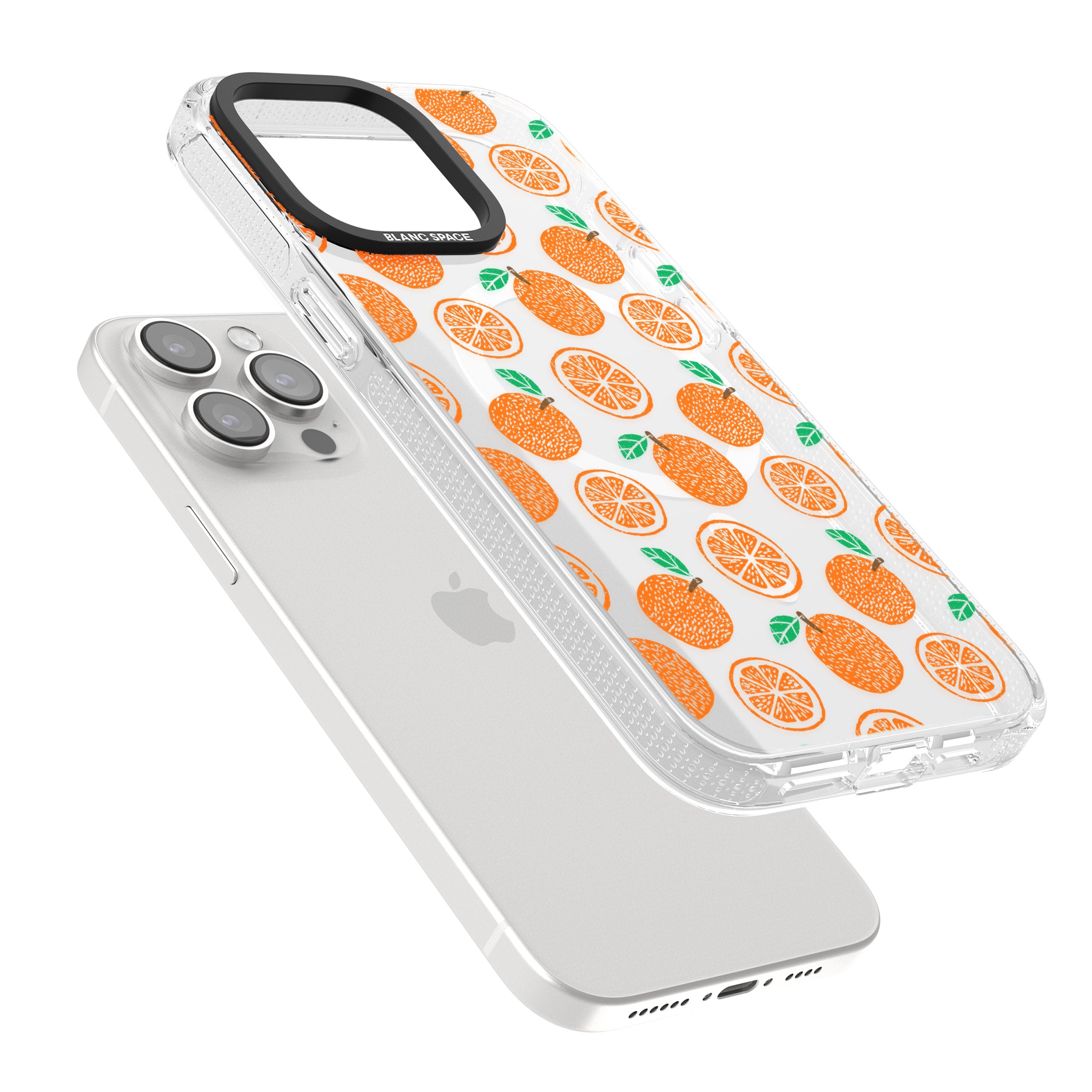 Orange Pattern iPhone 15 Pro Max / 15 Pro / 14 Pro Max / 14 Pro / 13 Pro Clear Case Impact Air - Blanc Space