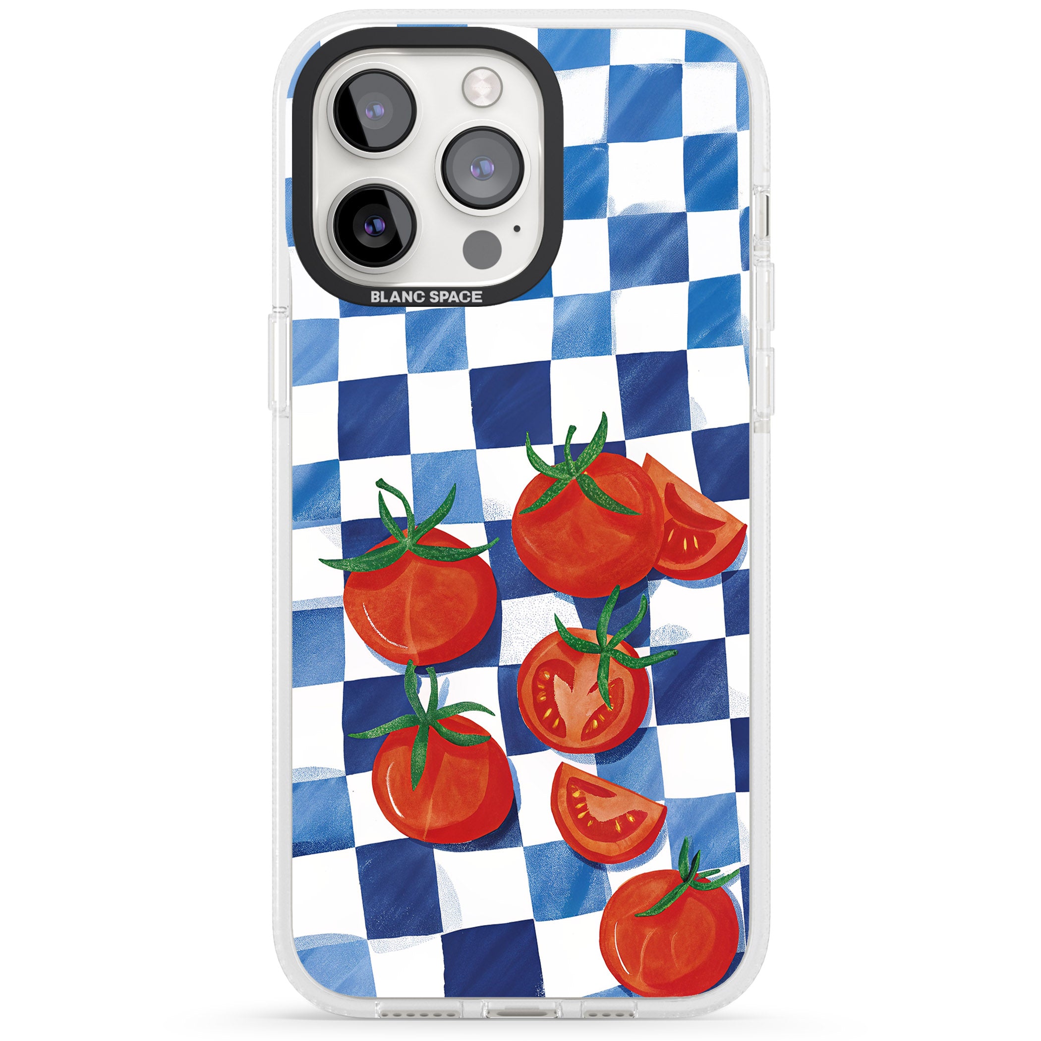 Blue Picnic Blanket & Tomatoes iPhone 15 Pro Max / 15 Pro / 14 Pro Max / 14 Pro / 13 Pro Clear Case Impact Air - Blanc Space
