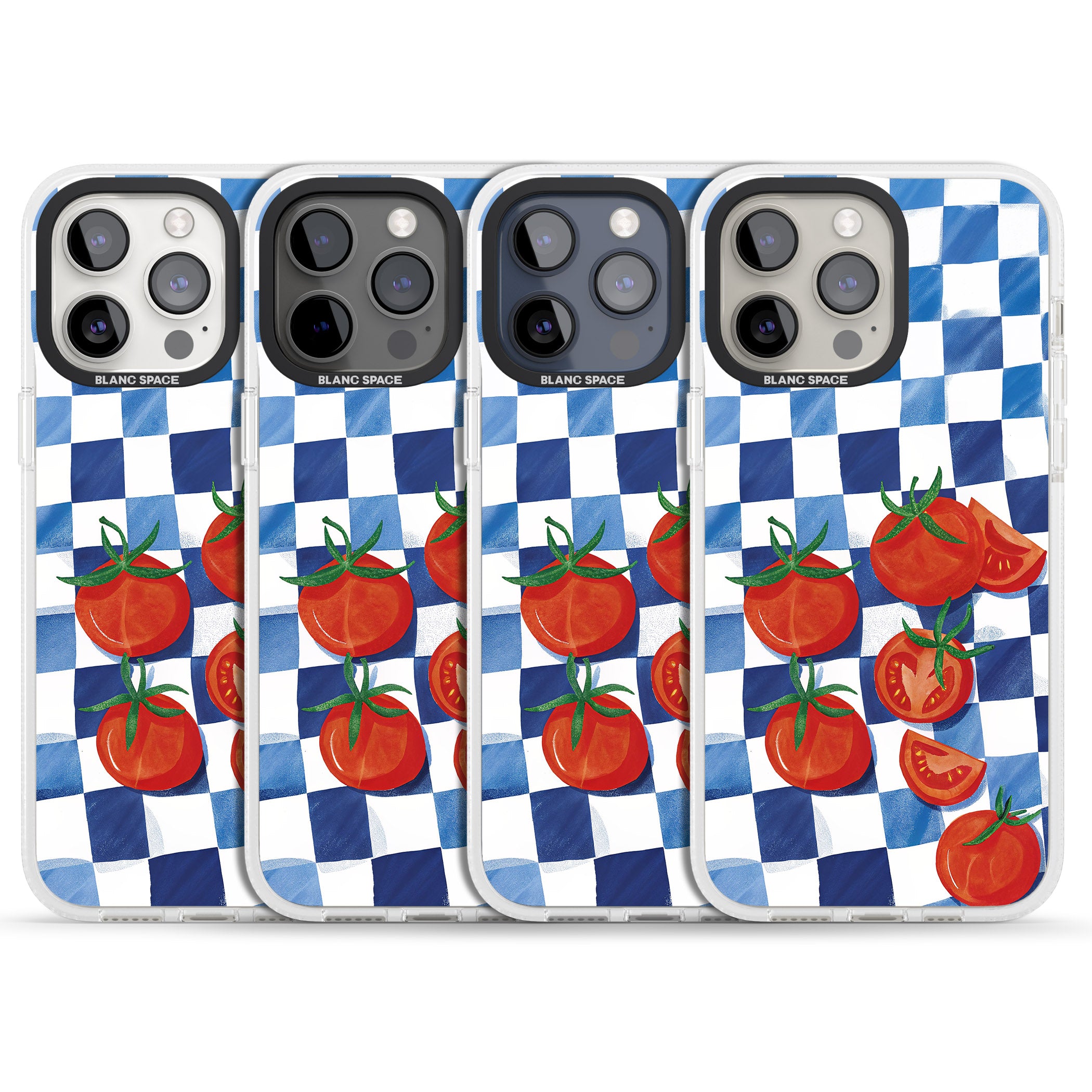 Blue Picnic Blanket & Tomatoes iPhone 15 Pro Max / 15 Pro / 14 Pro Max / 14 Pro / 13 Pro Clear Case Impact Air - Blanc Space