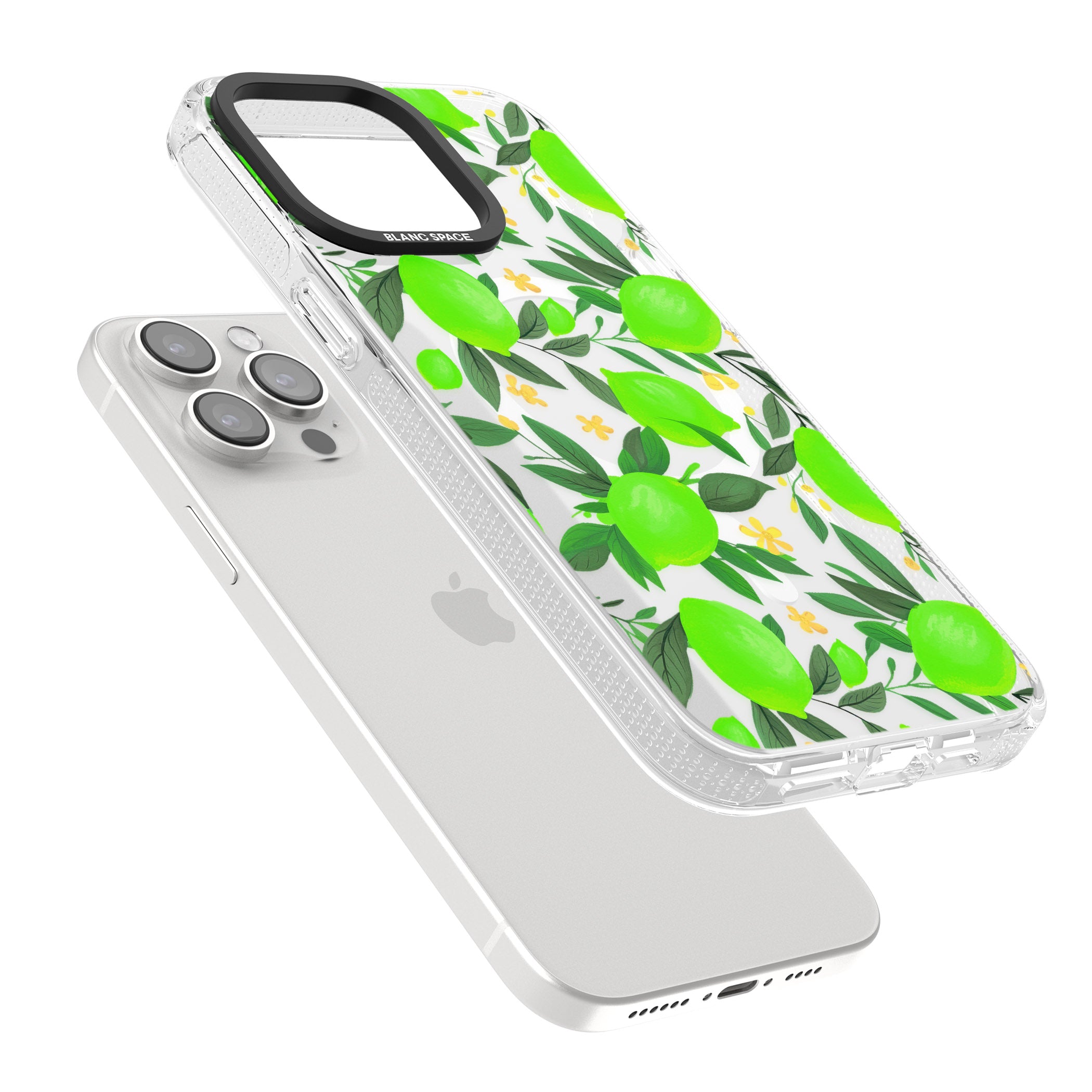 Lime Pattern iPhone 15 Pro Max / 15 Pro / 14 Pro Max / 14 Pro / 13 Pro Clear Case Impact Air - Blanc Space