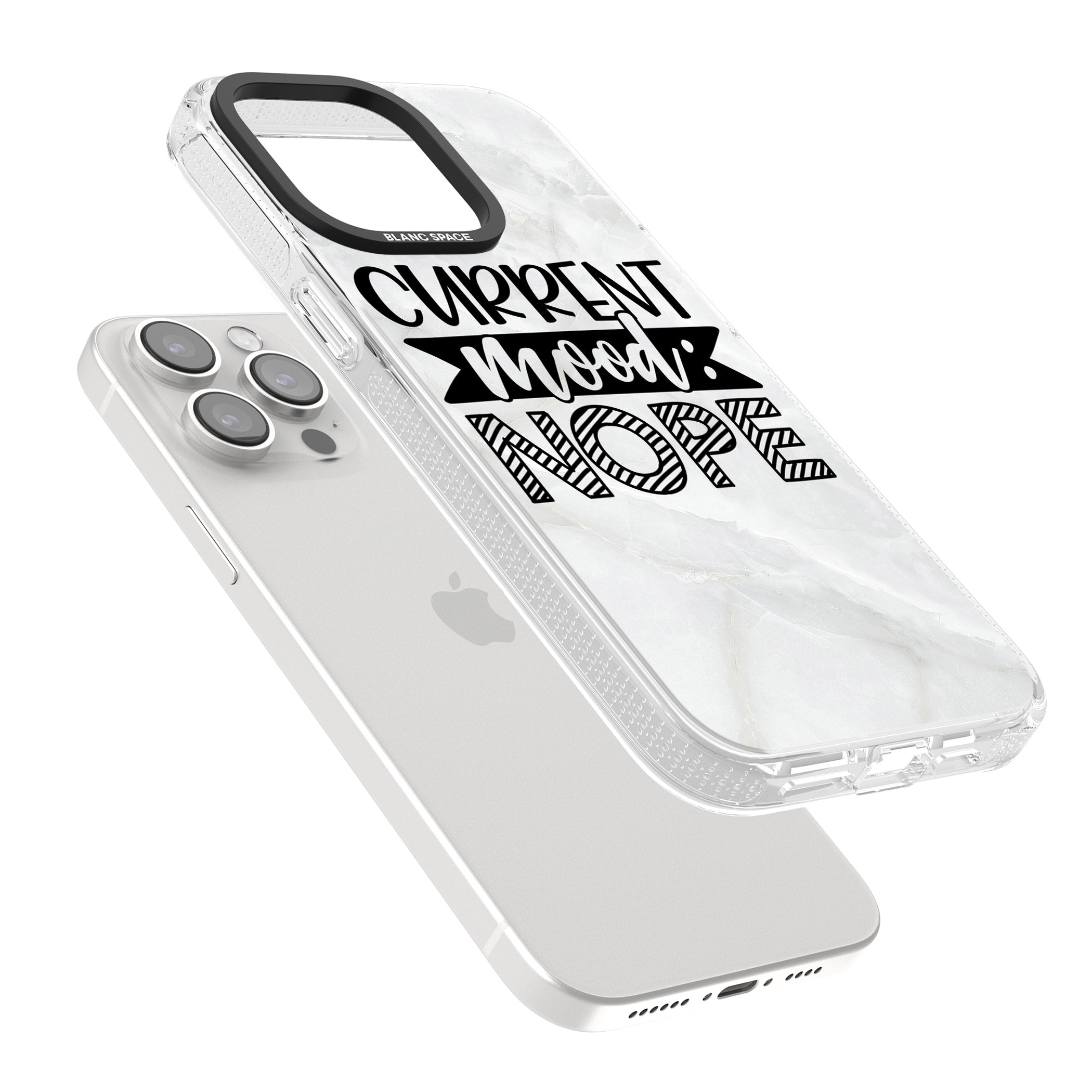 Current Mood NOPE iPhone 15 Pro Max / 15 Pro / 14 Pro Max / 14 Pro / 13 Pro Clear Case Impact Air - Blanc Space