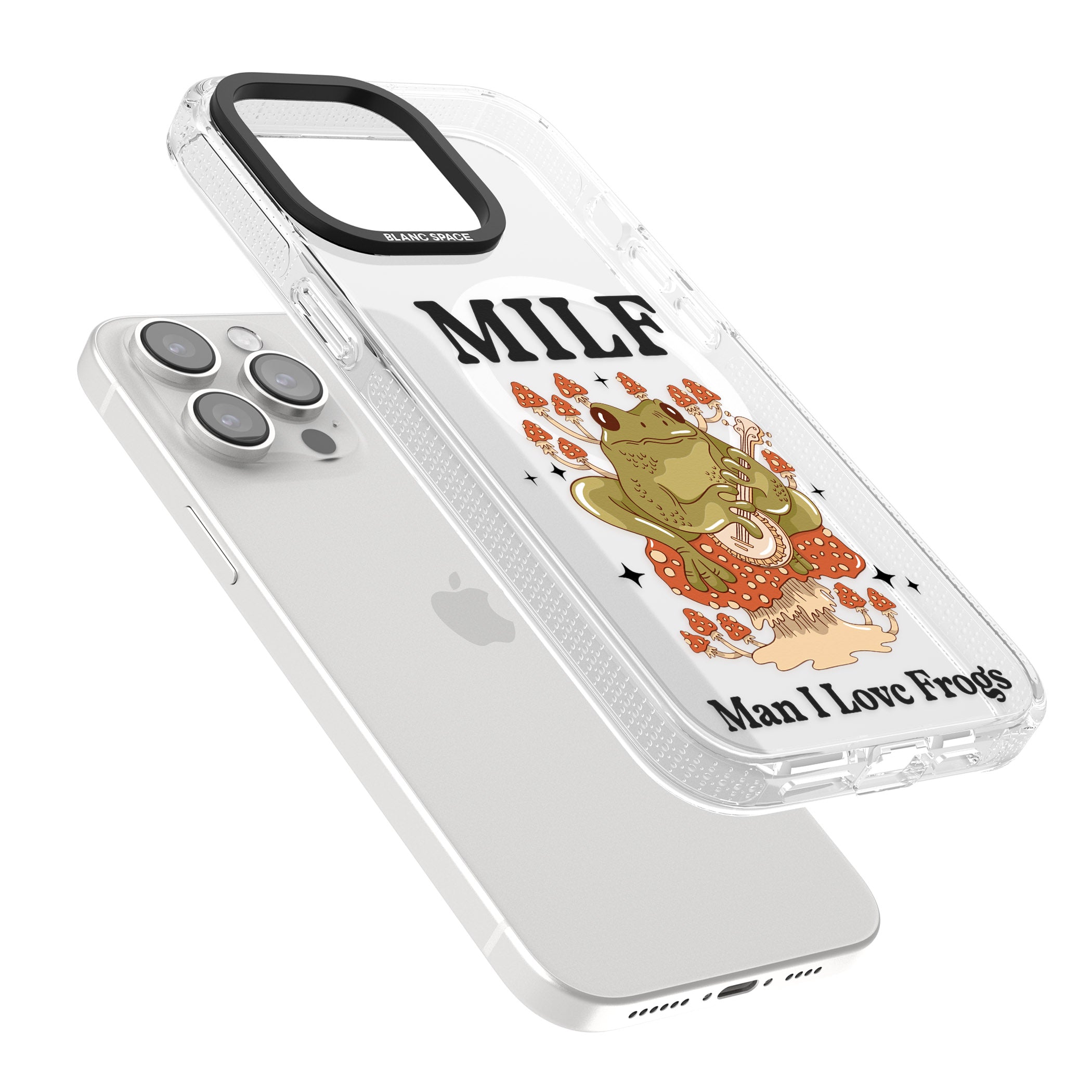 Man I Love Frogs iPhone 15 Pro Max / 15 Pro / 14 Pro Max / 14 Pro / 13 Pro Clear Case Impact Air - Blanc Space