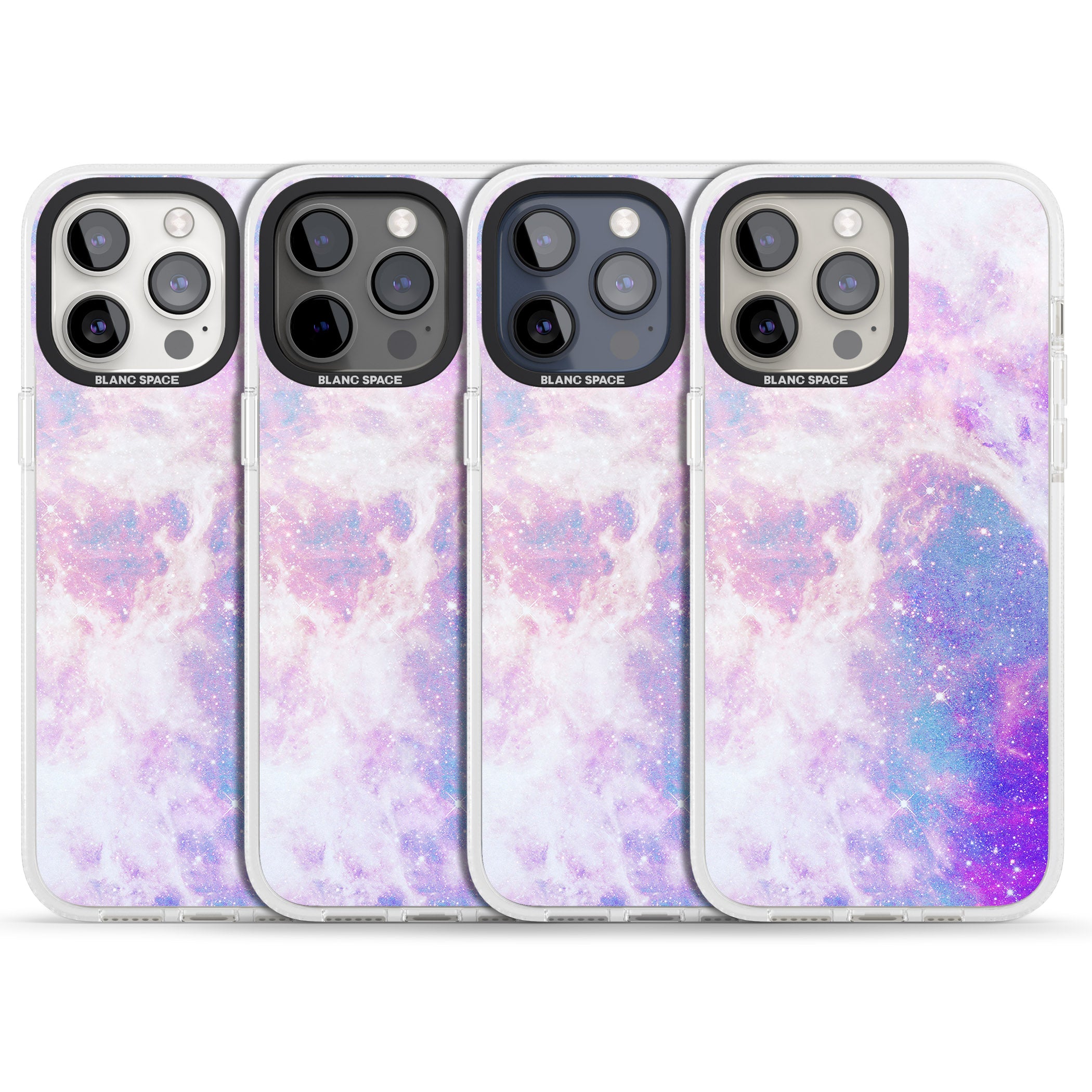 Purple & Blue Galaxy Pattern Design iPhone 15 Pro Max / 15 Pro / 14 Pro Max / 14 Pro / 13 Pro Clear Case Impact Air - Blanc Space