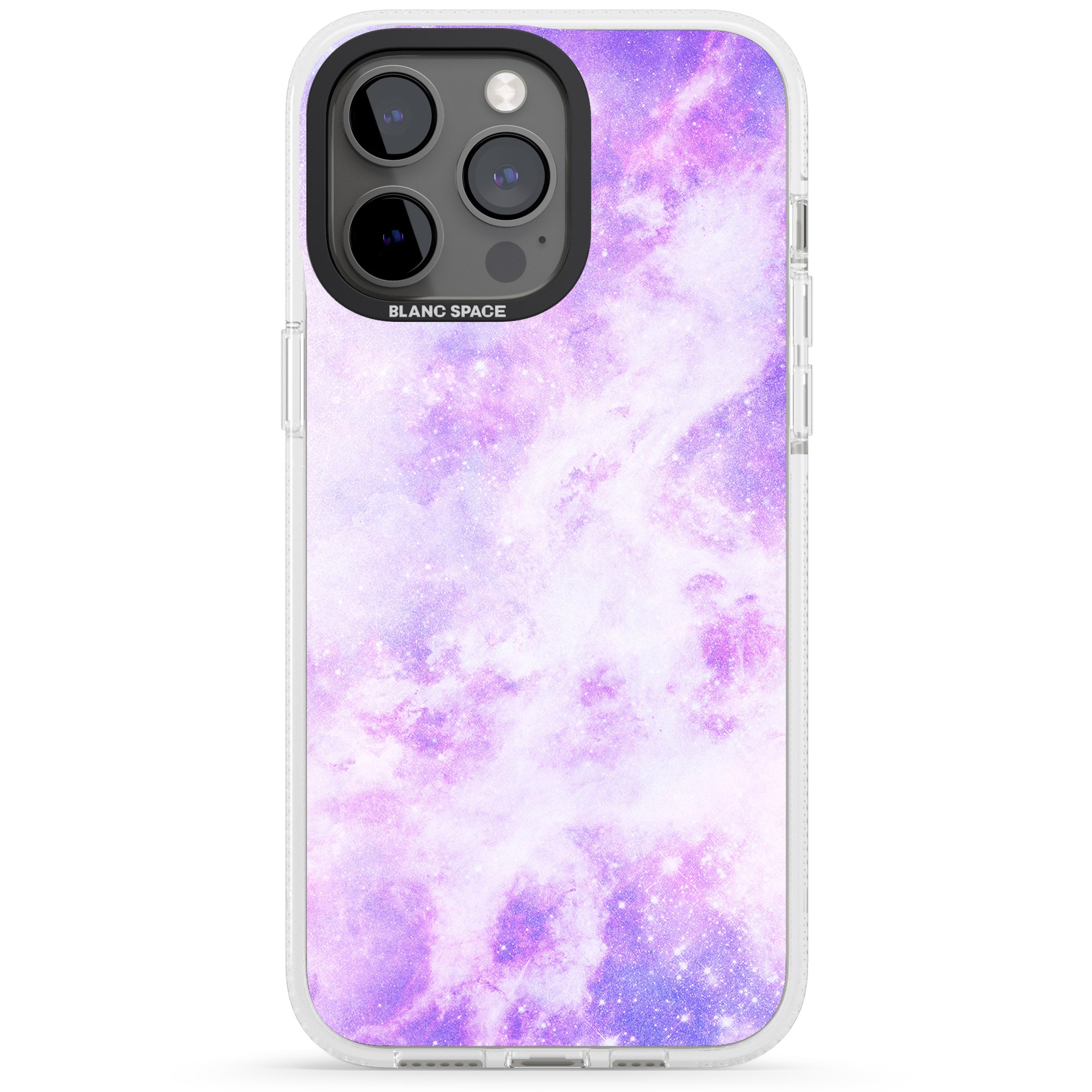 Purple Galaxy Pattern Design iPhone 15 Pro Max / 15 Pro / 14 Pro Max / 14 Pro / 13 Pro Clear Case Impact Air - Blanc Space