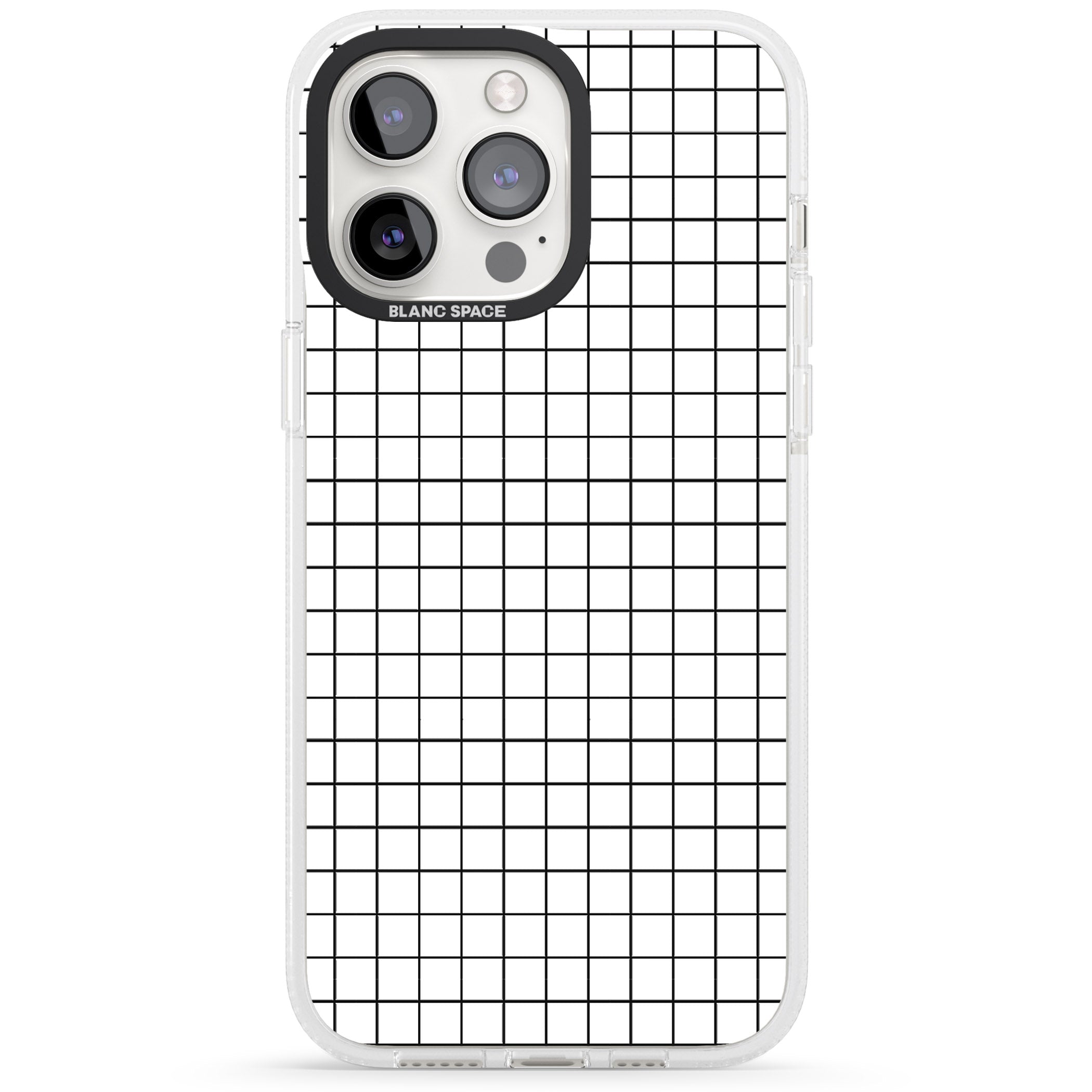 Simplistic Small Grid Designs White iPhone 15 Pro Max / 15 Pro / 14 Pro Max / 14 Pro / 13 Pro Clear Case Impact Air - Blanc Space