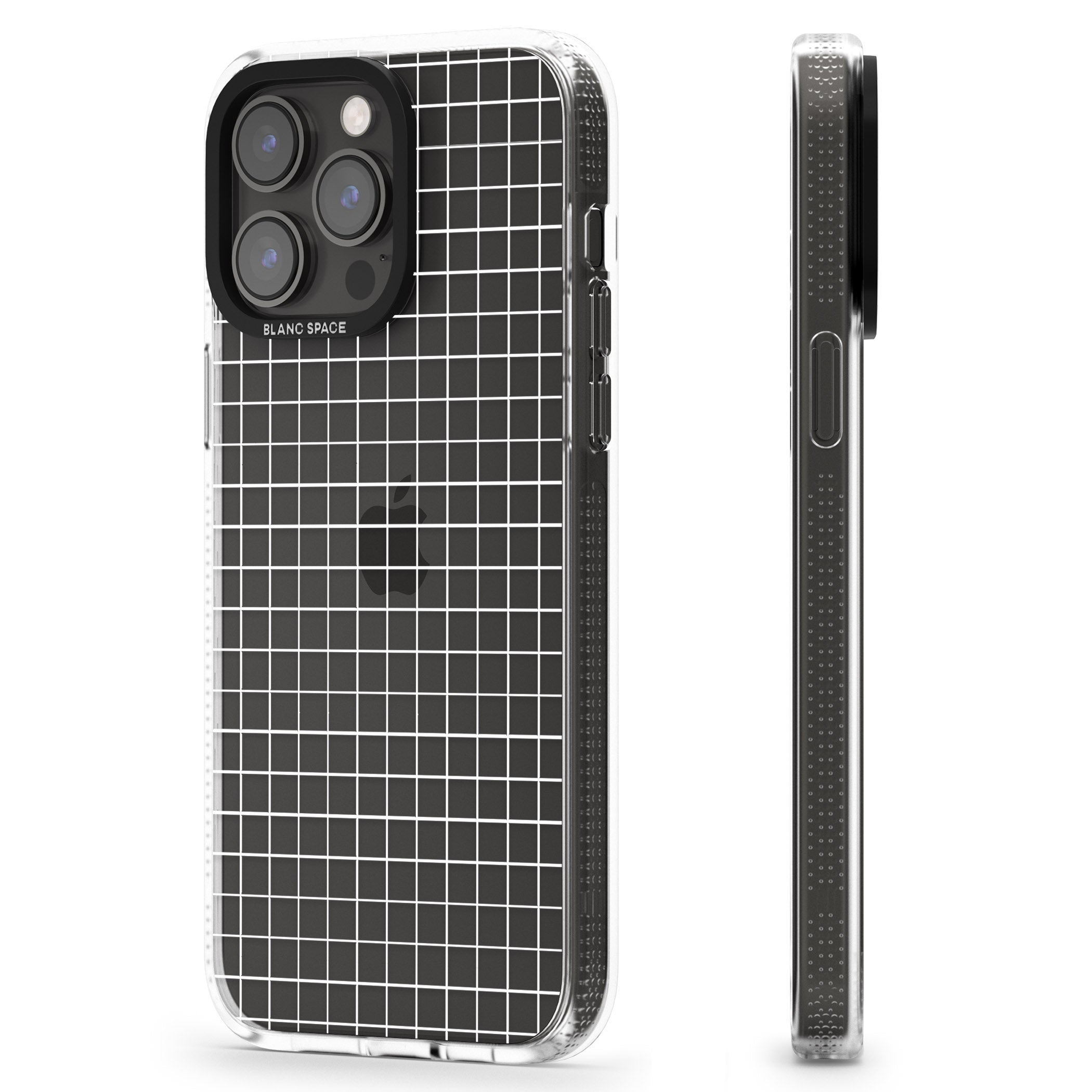 Simplistic Small Grid Designs White (Transparent) iPhone 15 Pro Max / 15 Pro / 14 Pro Max / 14 Pro / 13 Pro Clear Case Impact Air - Blanc Space