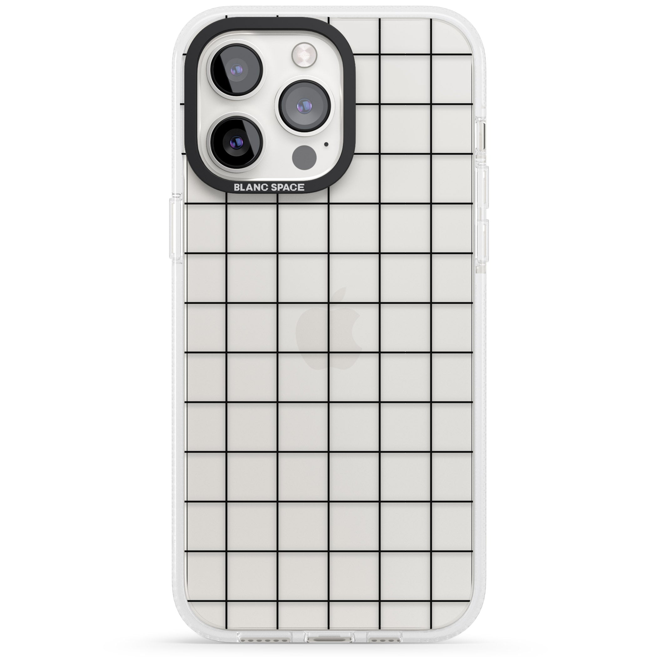 Simplistic Large Grid Pattern Black (Transparent) iPhone 15 Pro Max / 15 Pro / 14 Pro Max / 14 Pro / 13 Pro Clear Case Impact Air - Blanc Space