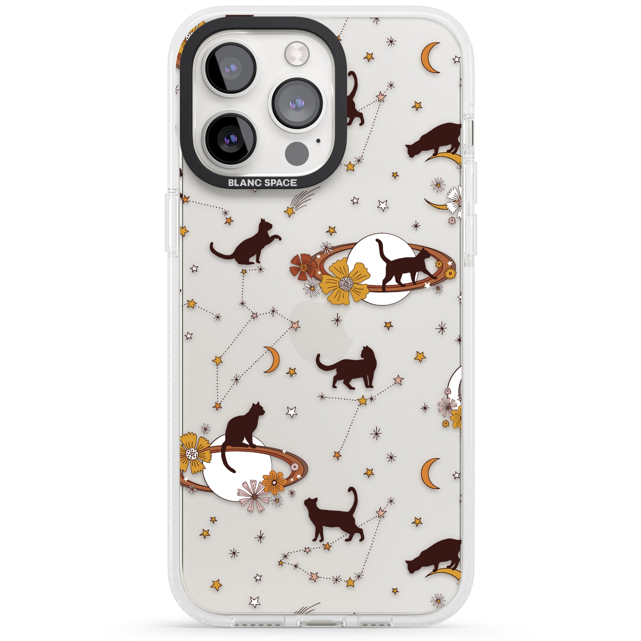 Halloween Cats and Astrology iPhone 15 Pro Max / 15 Pro / 14 Pro Max / 14 Pro / 13 Pro Clear Case Impact Air - Blanc Space