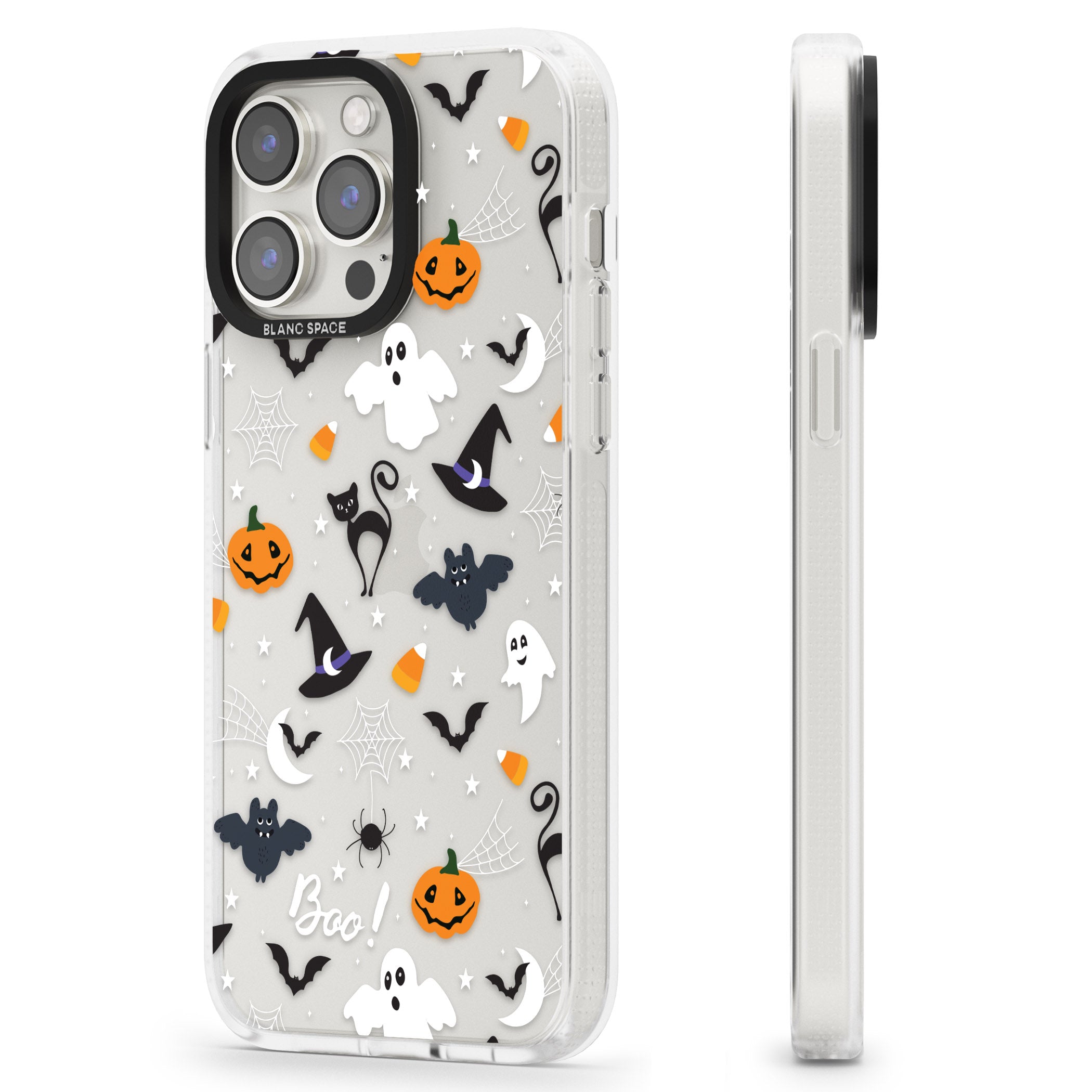 Halloween Mix Pattern iPhone 15 Pro Max / 15 Pro / 14 Pro Max / 14 Pro / 13 Pro Clear Case Impact Air - Blanc Space