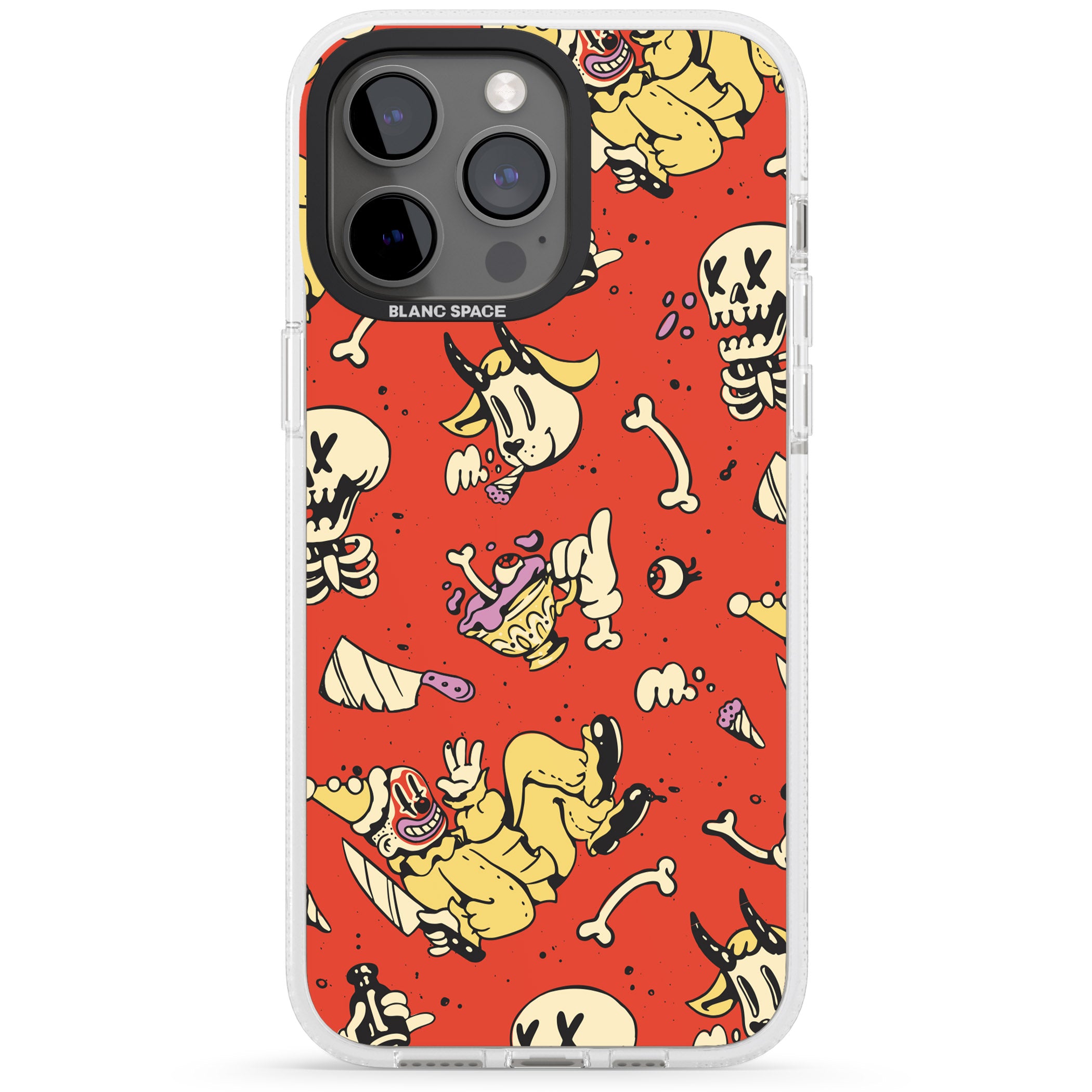 Red Retro Halloween Pattern iPhone 15 Pro Max / 15 Pro / 14 Pro Max / 14 Pro / 13 Pro Clear Case Impact Air - Blanc Space