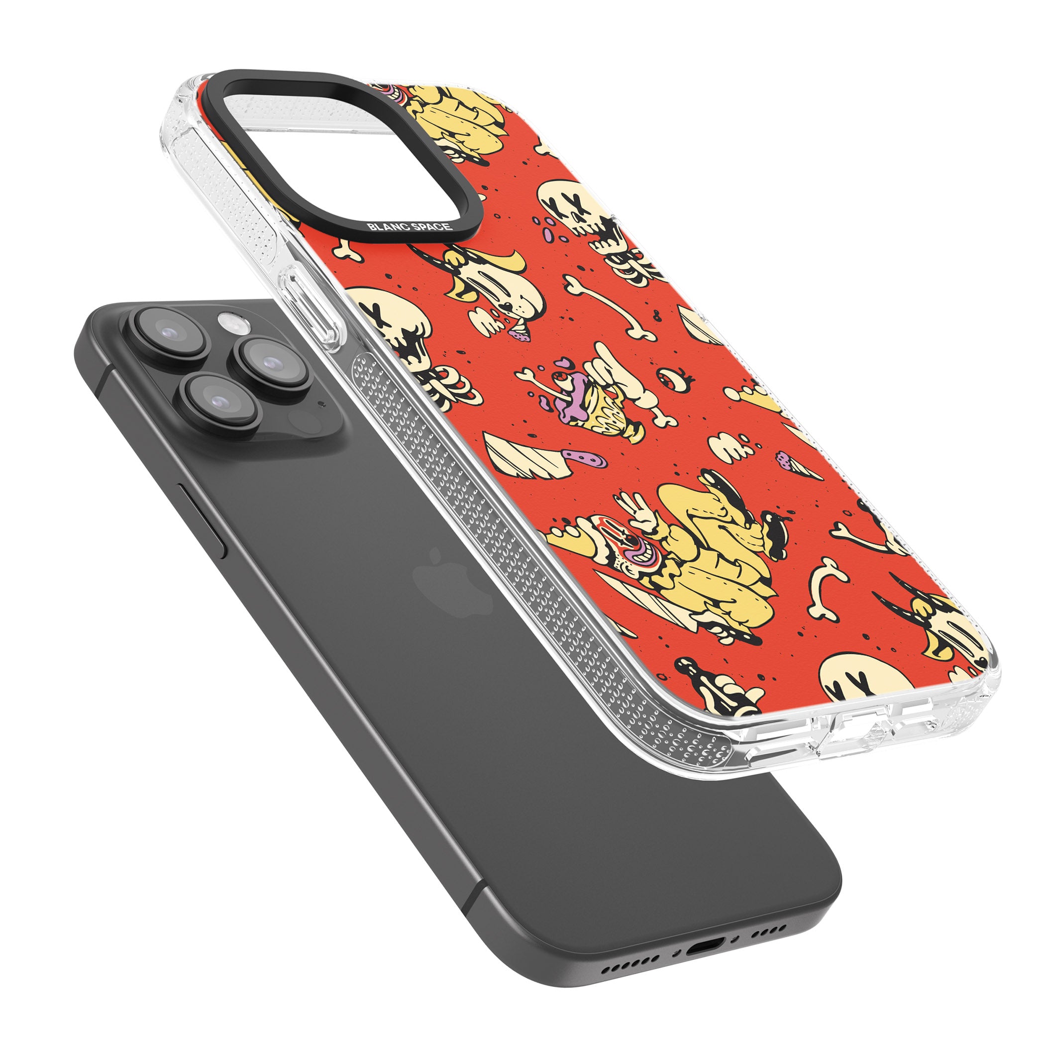 Red Retro Halloween Pattern iPhone 15 Pro Max / 15 Pro / 14 Pro Max / 14 Pro / 13 Pro Clear Case Impact Air - Blanc Space