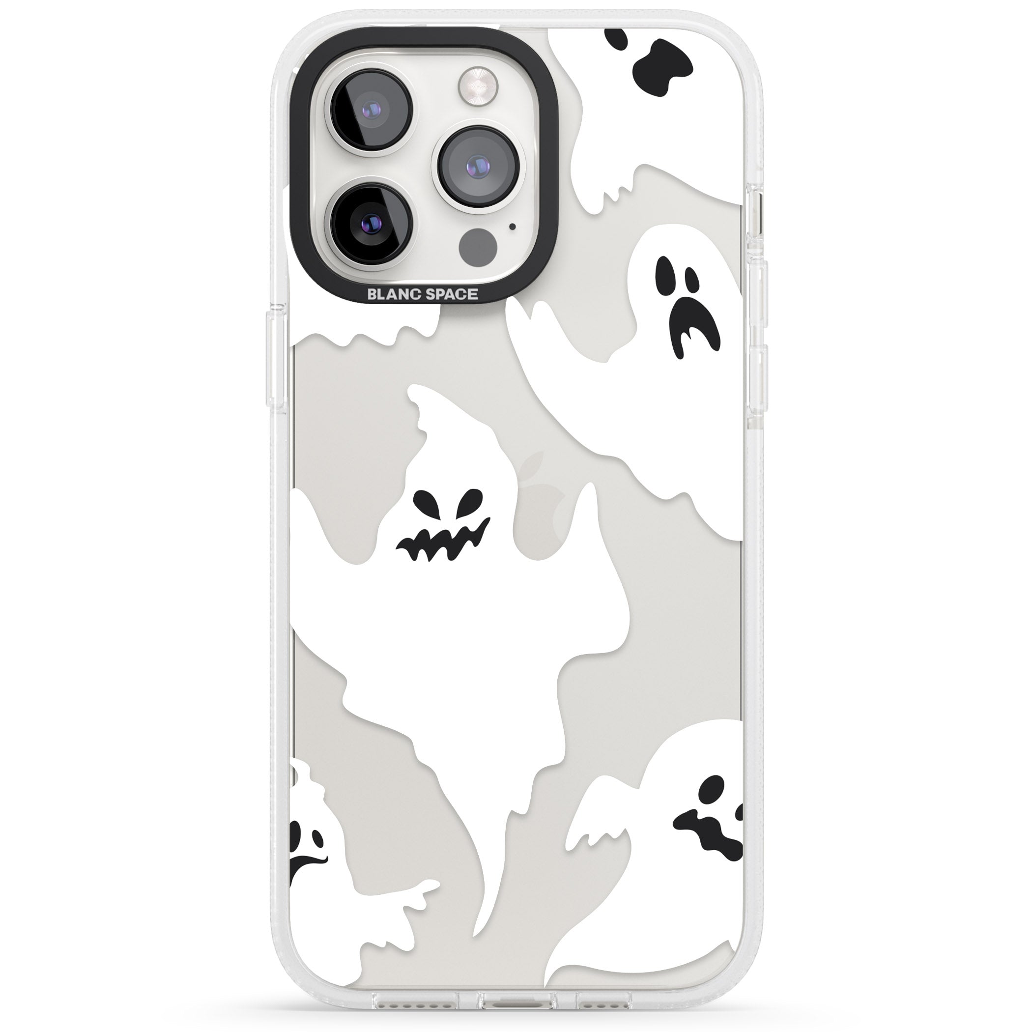 Ghost Pattern iPhone 15 Pro Max / 15 Pro / 14 Pro Max / 14 Pro / 13 Pro Clear Case Impact Air - Blanc Space
