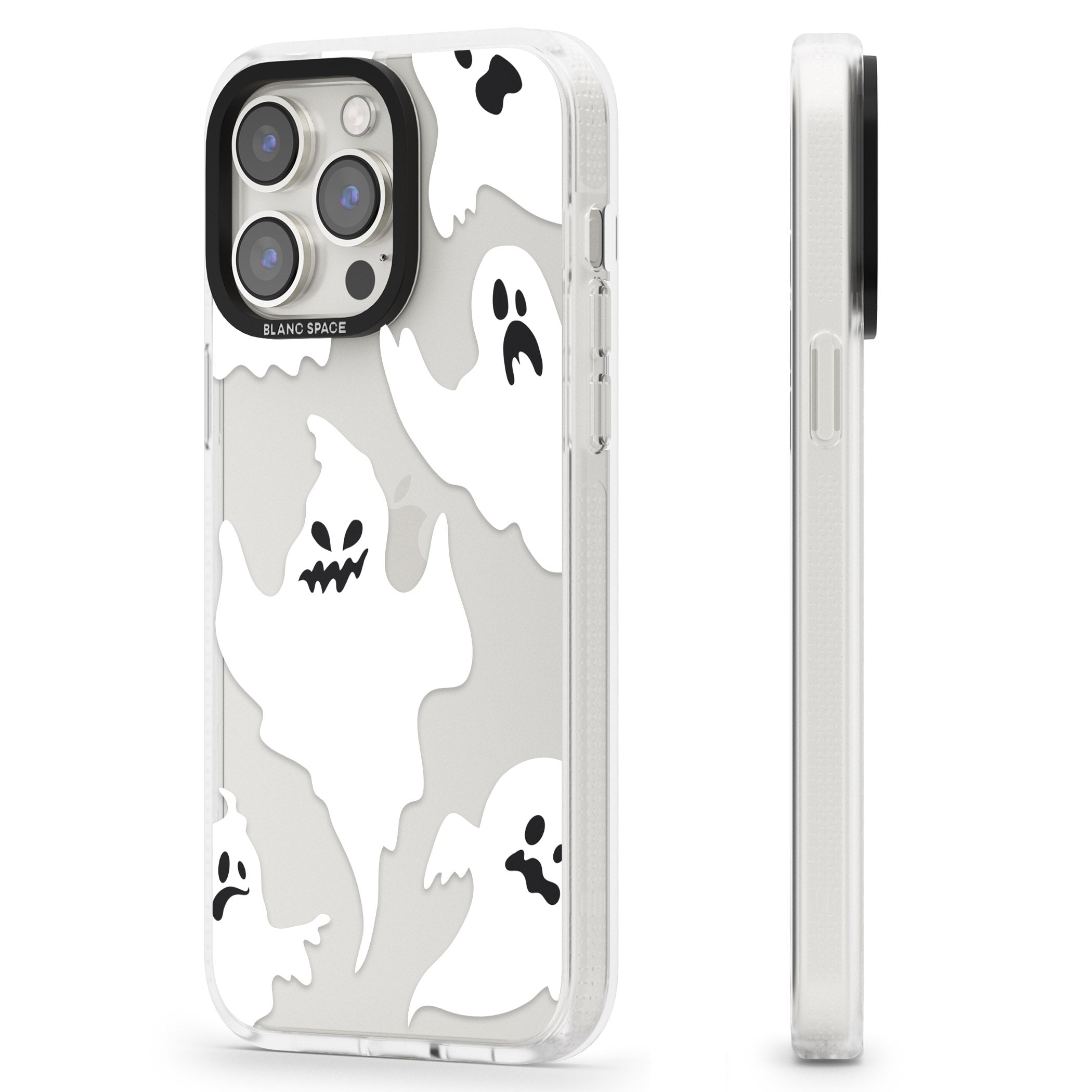 Ghost Pattern iPhone 15 Pro Max / 15 Pro / 14 Pro Max / 14 Pro / 13 Pro Clear Case Impact Air - Blanc Space