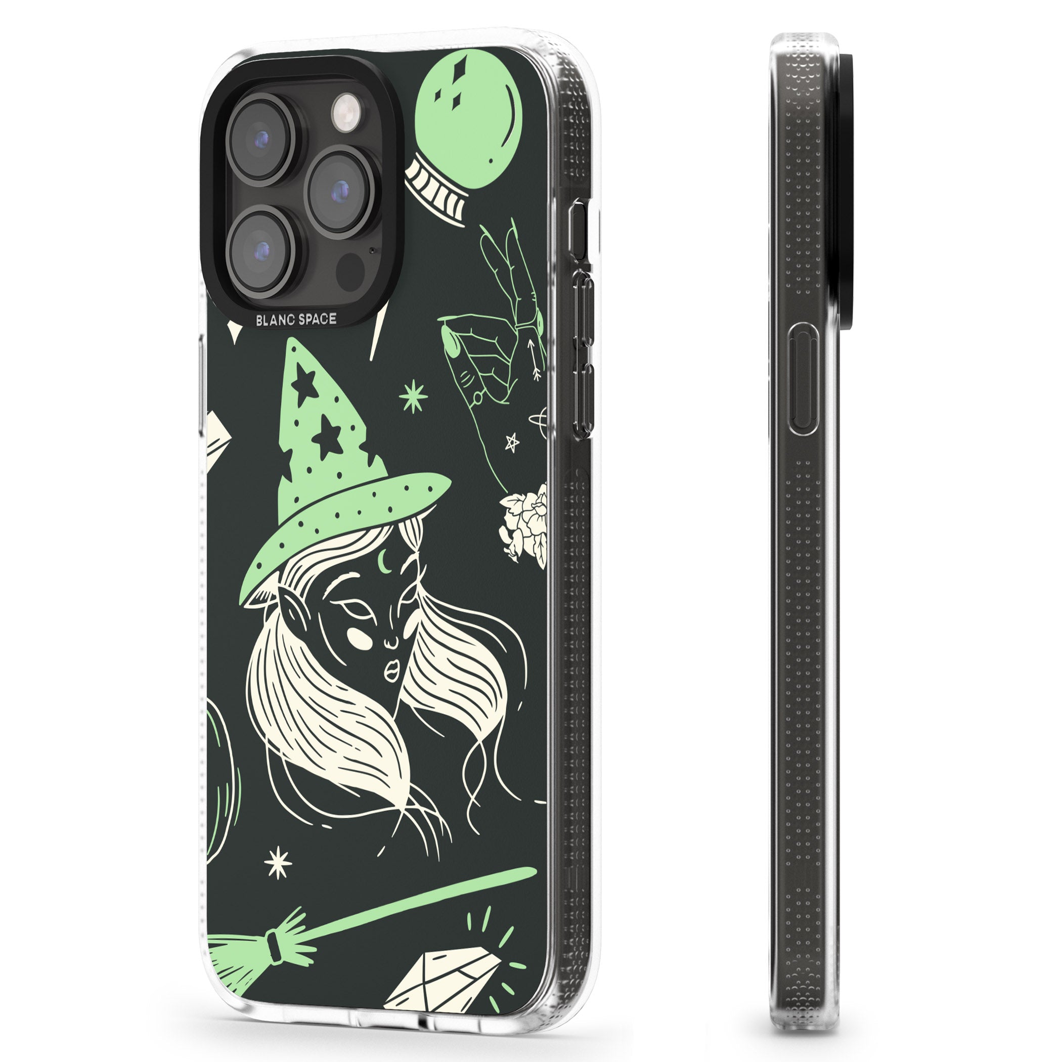 Astrology Witch Pattern iPhone 15 Pro Max / 15 Pro / 14 Pro Max / 14 Pro / 13 Pro Clear Case Impact Air - Blanc Space