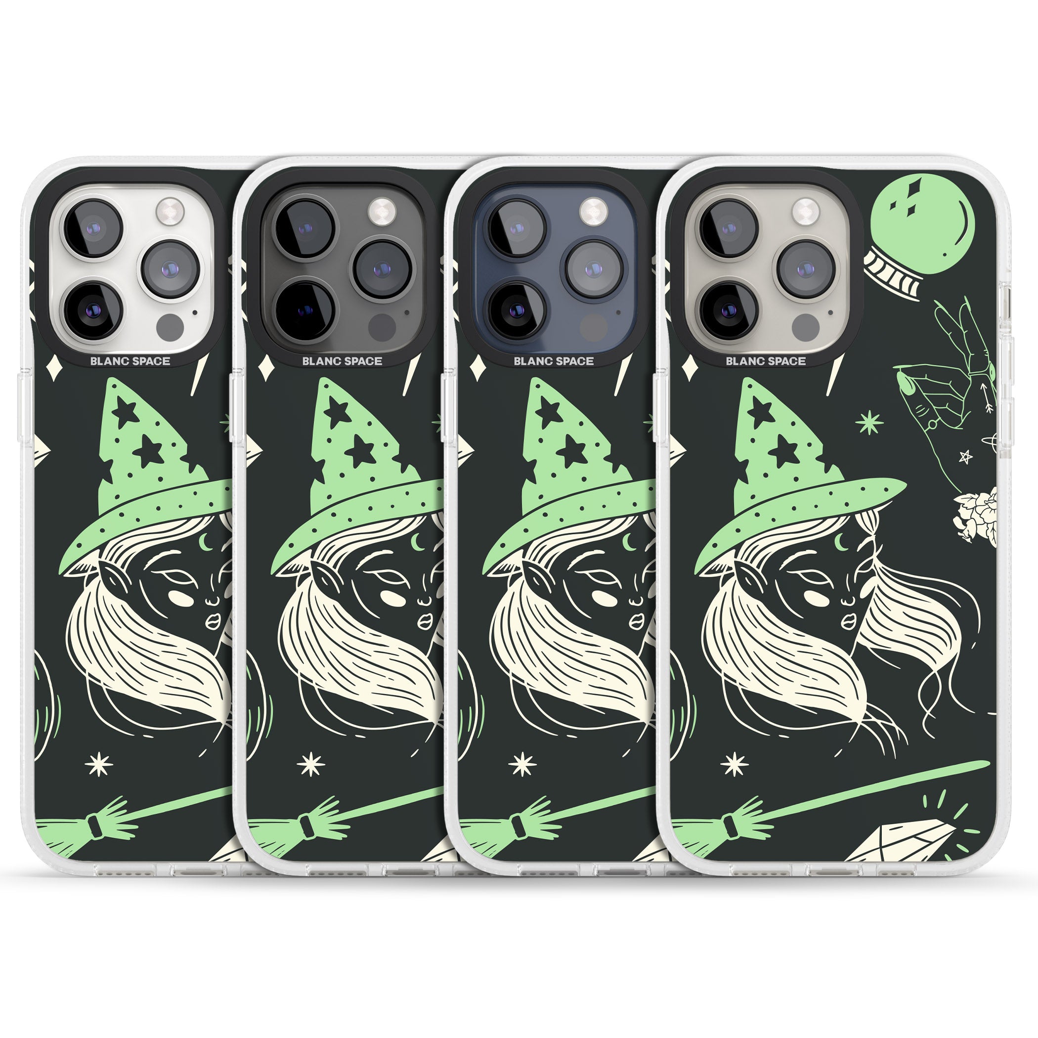 Astrology Witch Pattern iPhone 15 Pro Max / 15 Pro / 14 Pro Max / 14 Pro / 13 Pro Clear Case Impact Air - Blanc Space