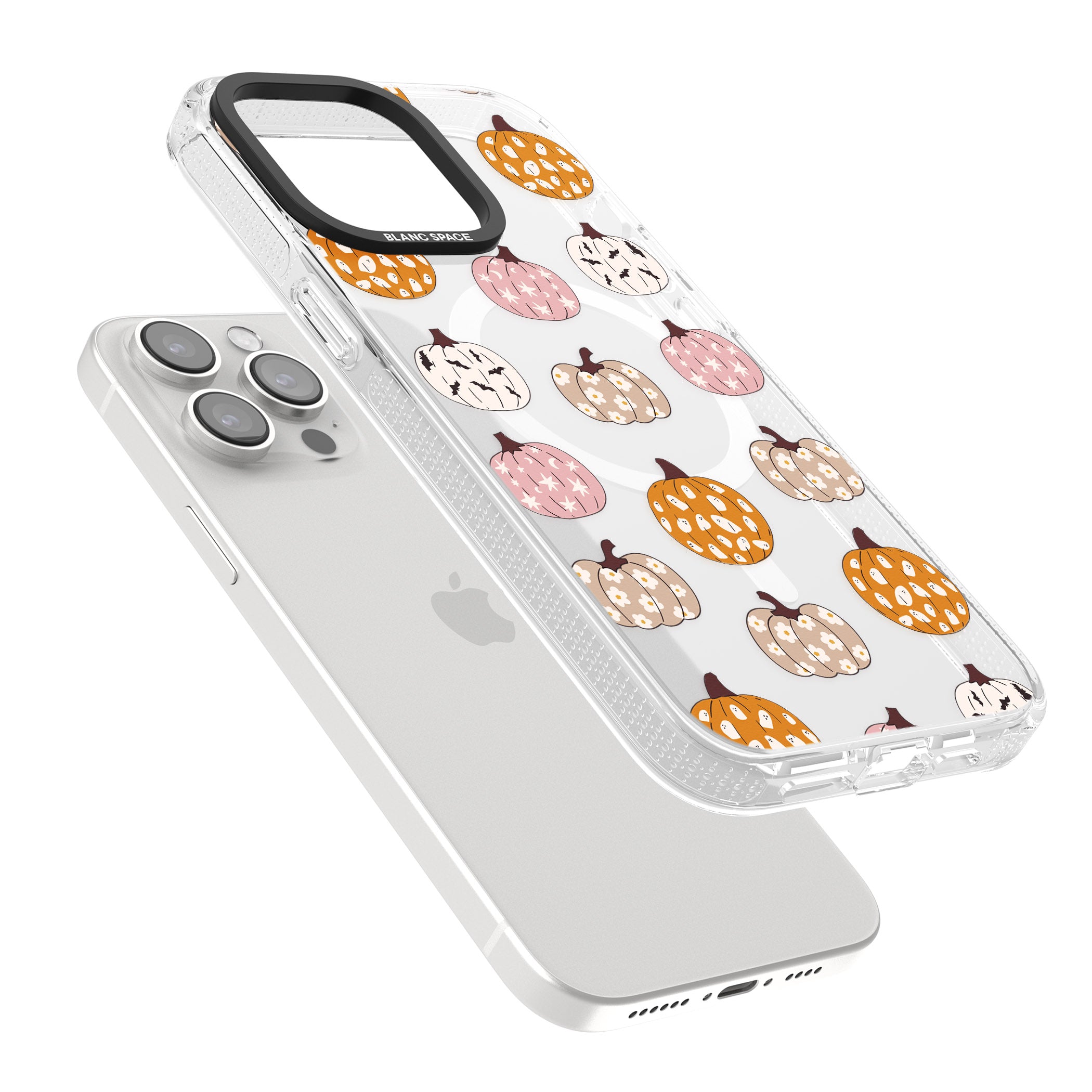Floral Pumpkins iPhone 15 Pro Max / 15 Pro / 14 Pro Max / 14 Pro / 13 Pro Clear Case Impact Air - Blanc Space