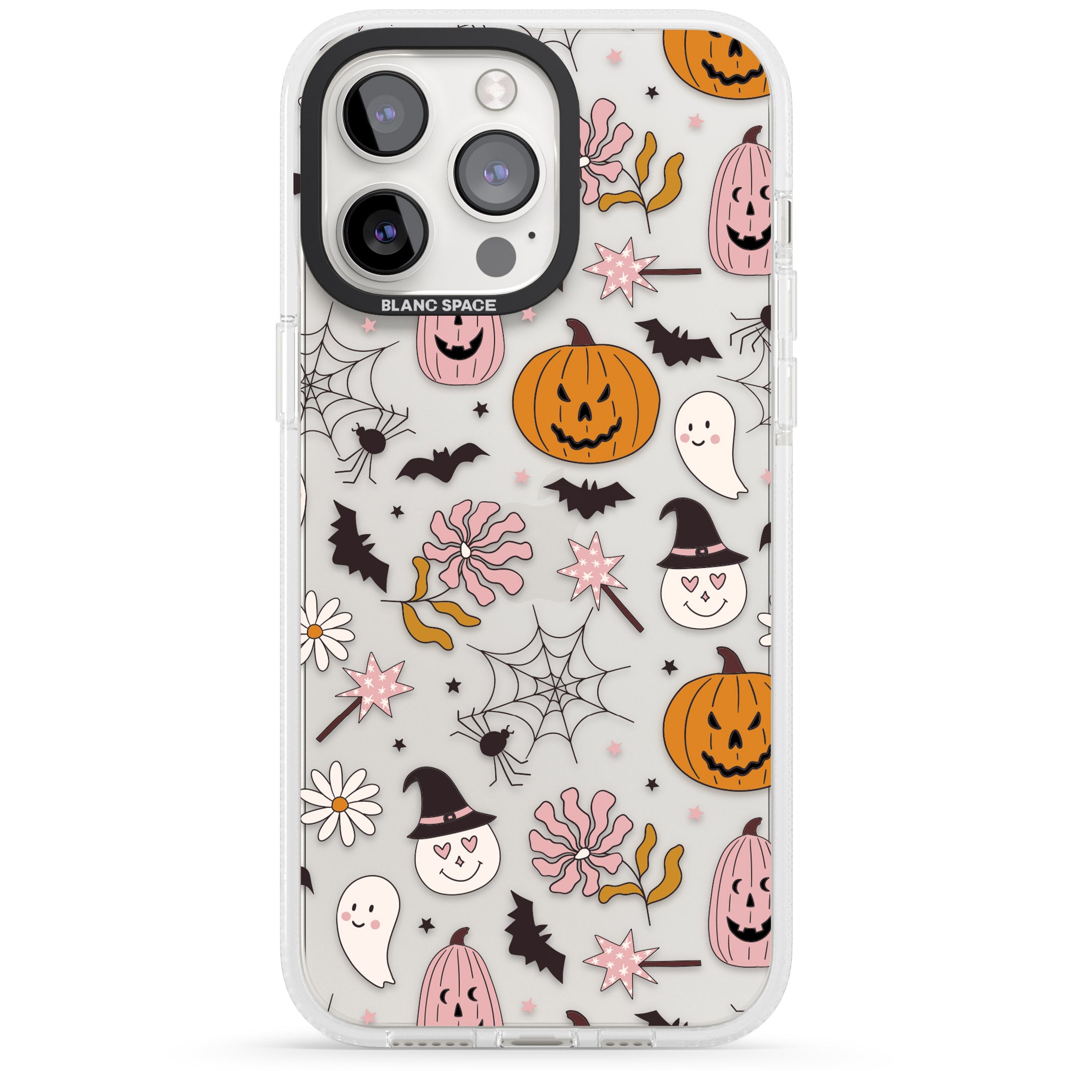 Spooky Mix iPhone 15 Pro Max / 15 Pro / 14 Pro Max / 14 Pro / 13 Pro Clear Case Impact Air - Blanc Space