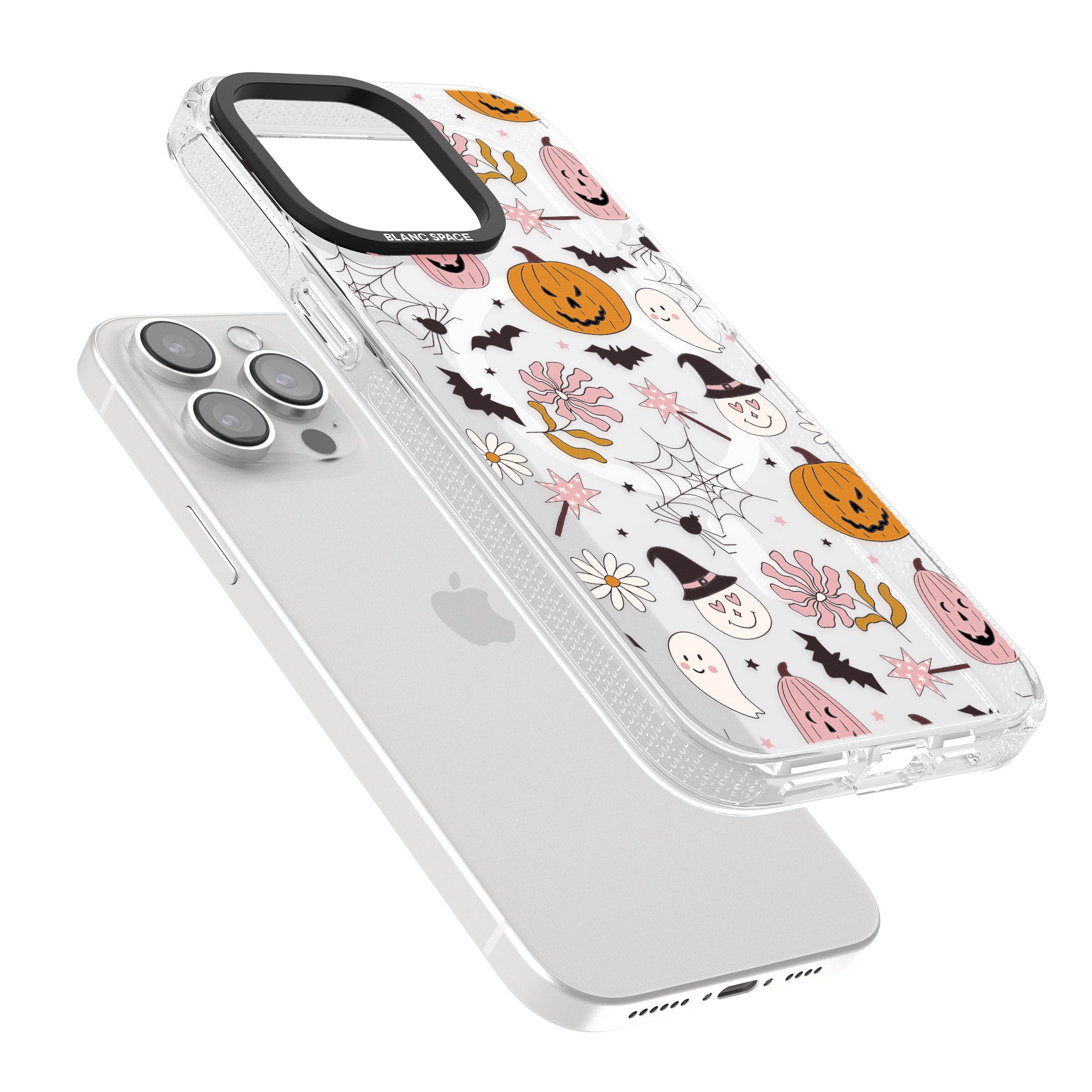 Spooky Mix iPhone 15 Pro Max / 15 Pro / 14 Pro Max / 14 Pro / 13 Pro Clear Case Impact Air - Blanc Space