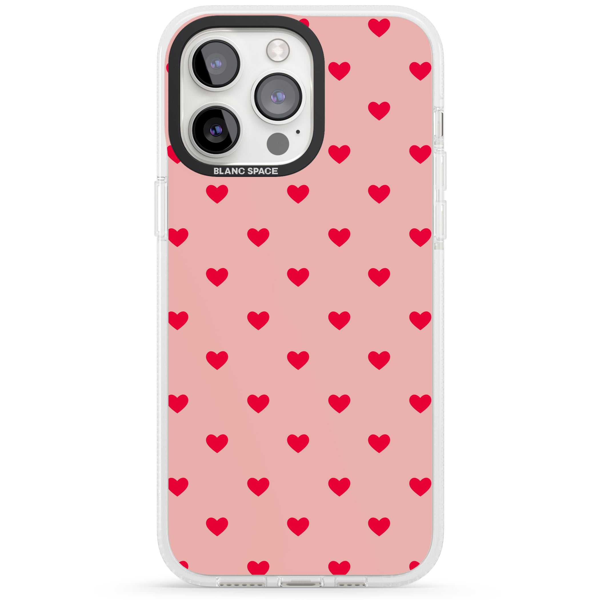 Small Heart Pattern: Red & Pink iPhone 15 Pro Max / 15 Pro / 14 Pro Max / 14 Pro / 13 Pro Clear Case Impact Air - Blanc Space