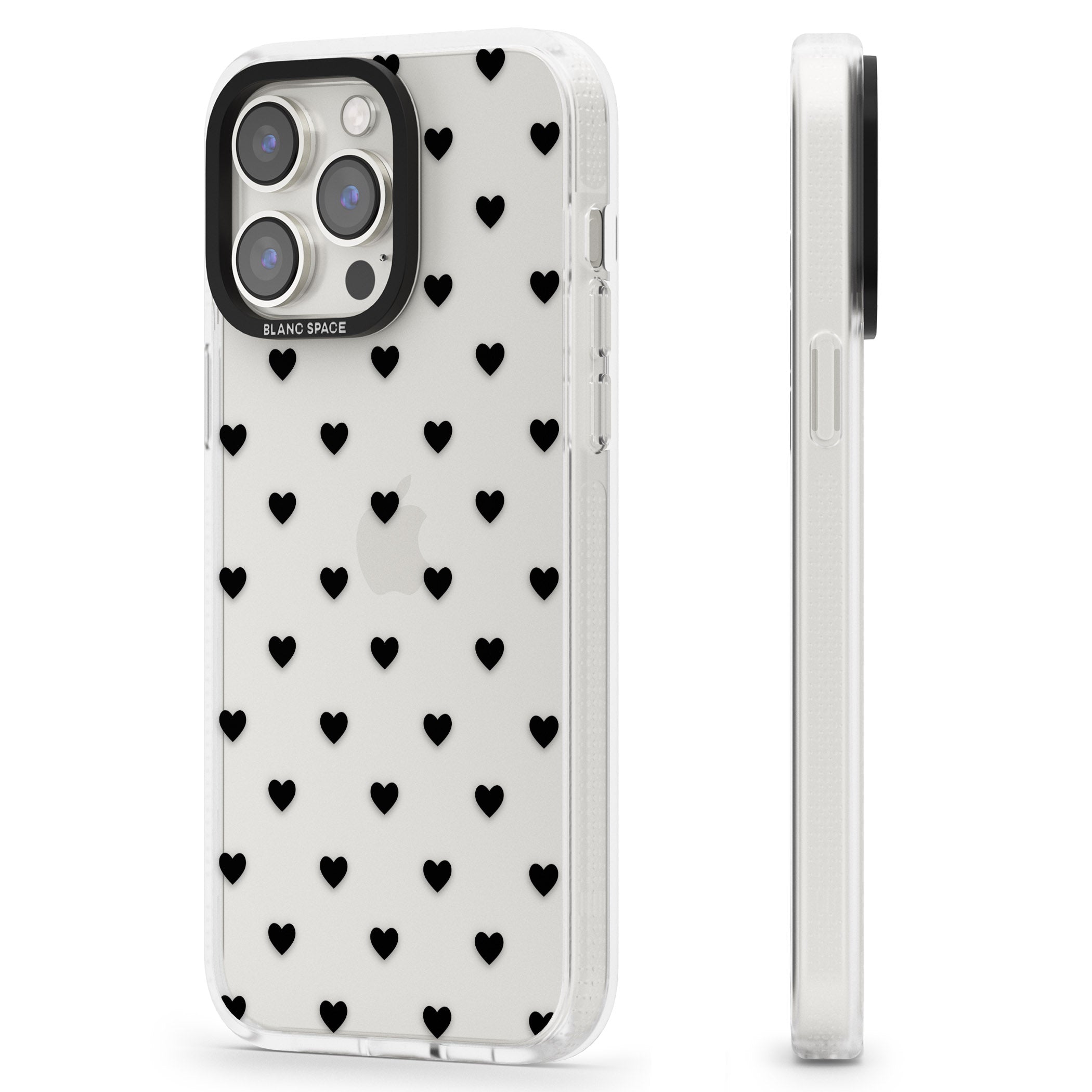 Small Heart Pattern: White & iPhone 15 Pro Max / 15 Pro / 14 Pro Max / 14 Pro / 13 Pro Clear Case Impact Air - Blanc Space
