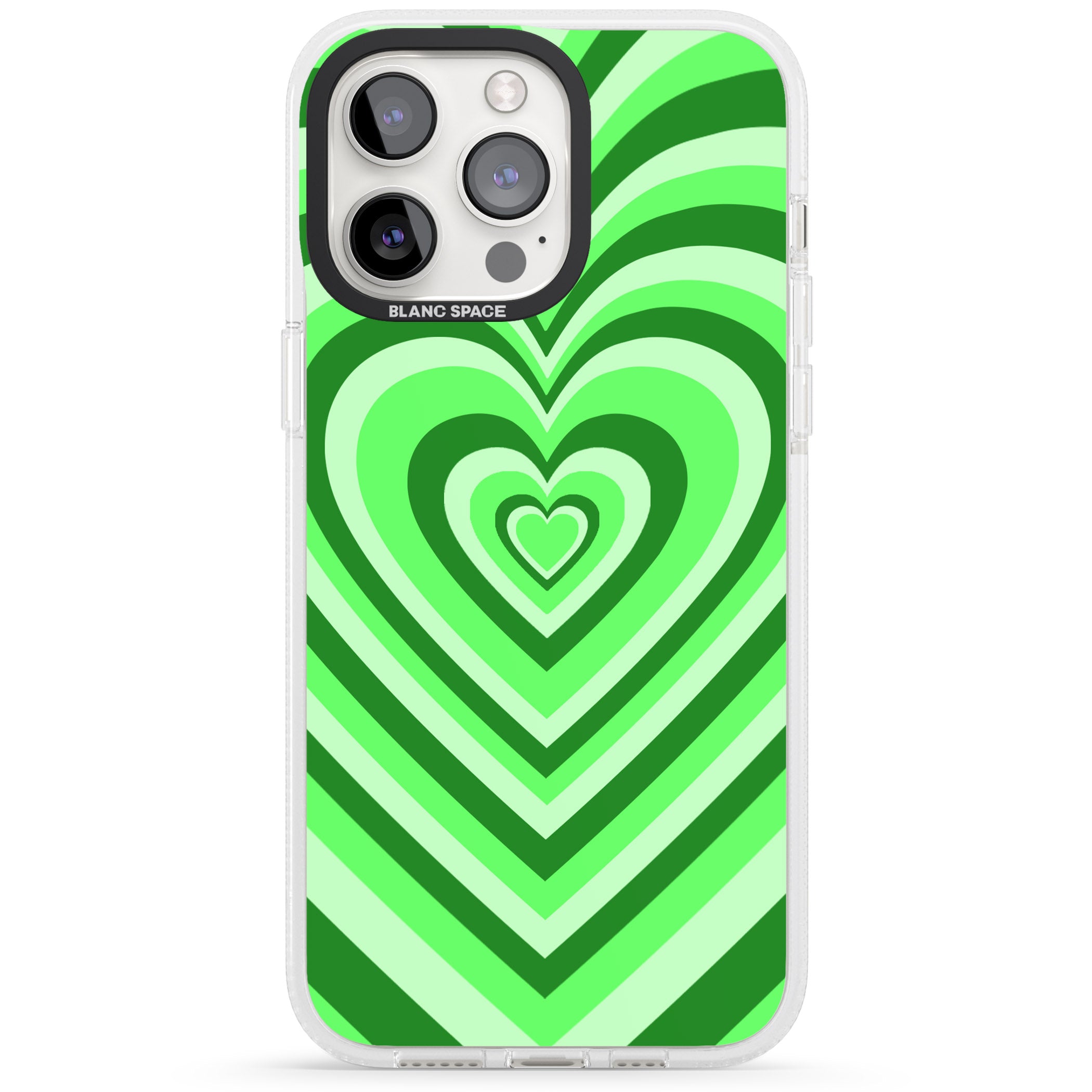 Green Heart Illusion iPhone 15 Pro Max / 15 Pro / 14 Pro Max / 14 Pro / 13 Pro Clear Case Impact Air - Blanc Space