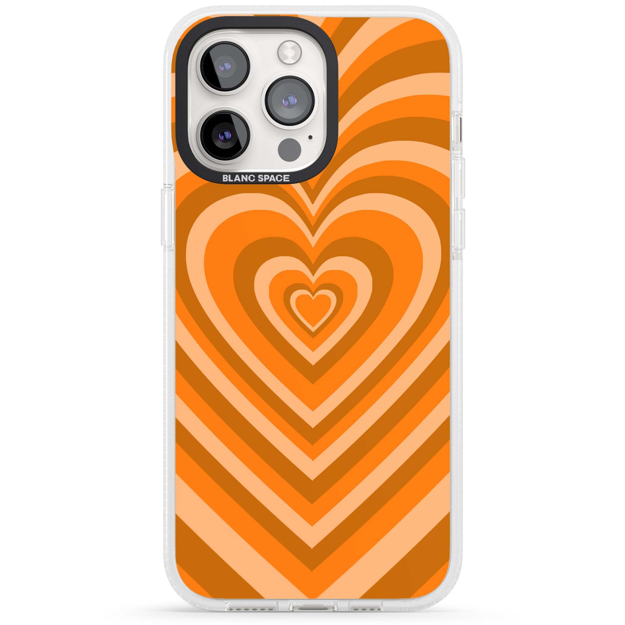 Orange Heart Illusion iPhone 15 Pro Max / 15 Pro / 14 Pro Max / 14 Pro / 13 Pro Clear Case Impact Air - Blanc Space