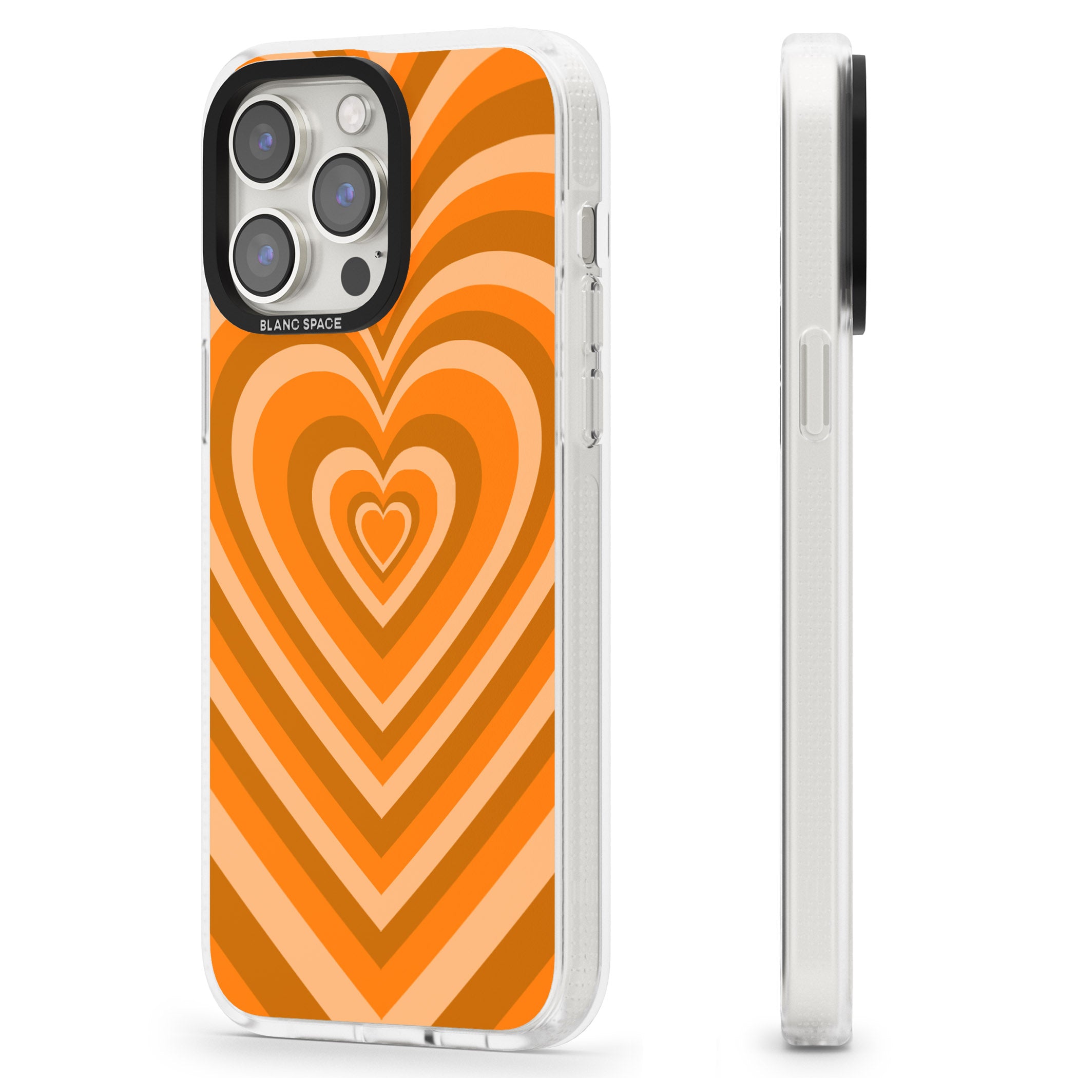 Orange Heart Illusion iPhone 15 Pro Max / 15 Pro / 14 Pro Max / 14 Pro / 13 Pro Clear Case Impact Air - Blanc Space