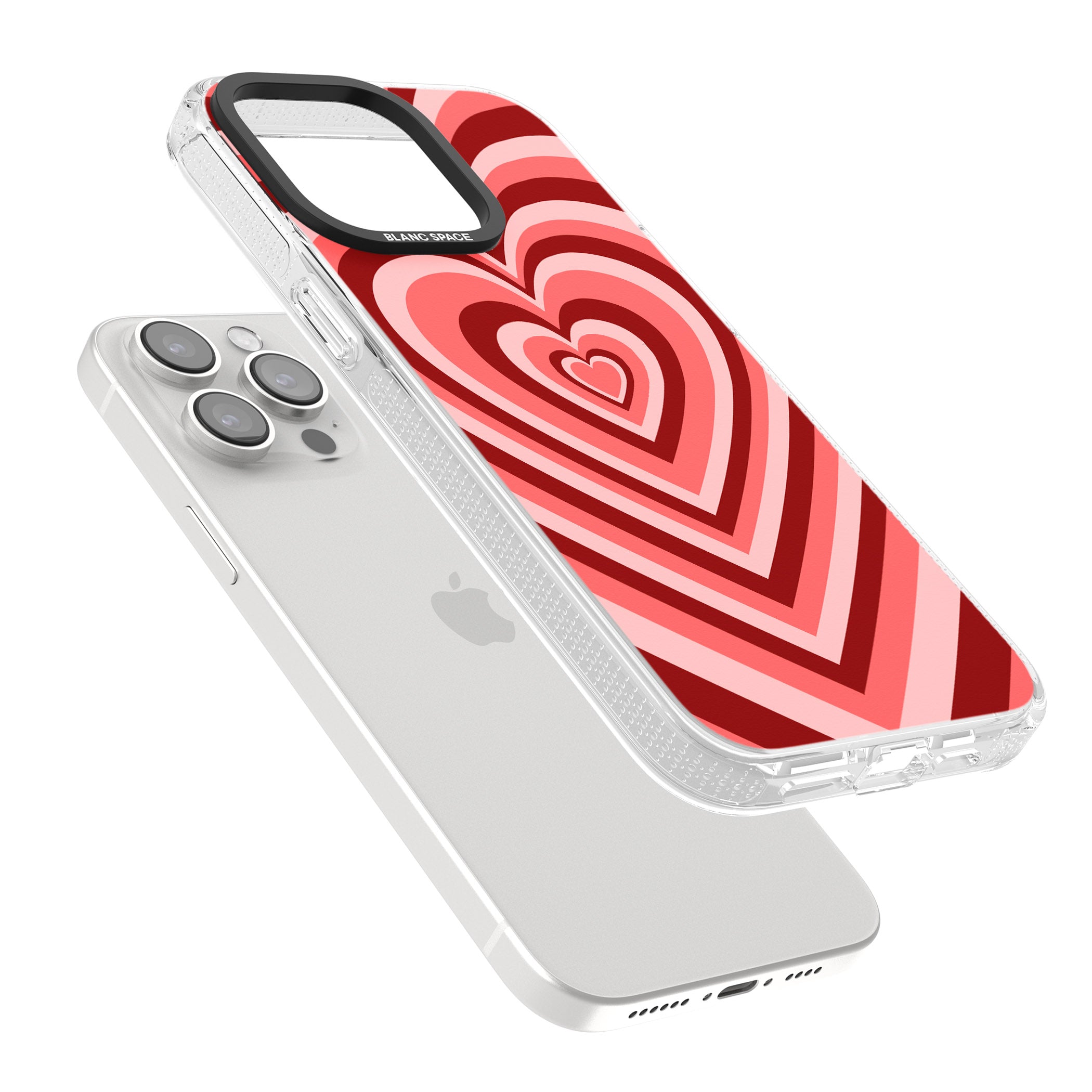 Red Heart Illusion iPhone 15 Pro Max / 15 Pro / 14 Pro Max / 14 Pro / 13 Pro Clear Case Impact Air - Blanc Space