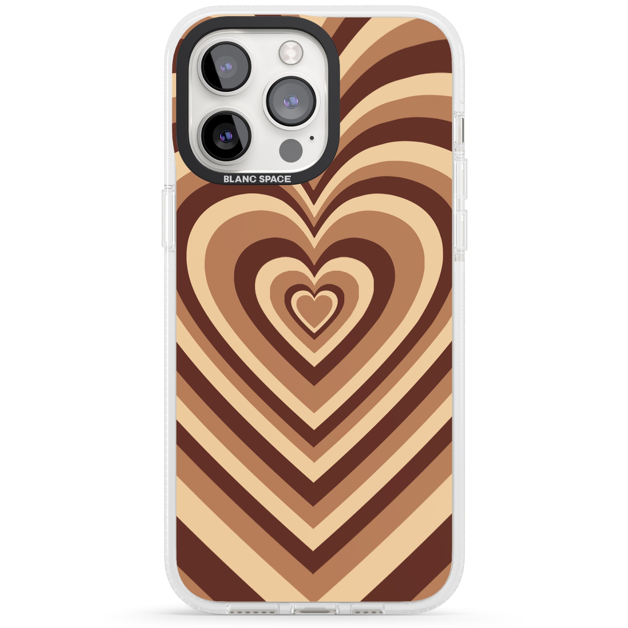 Latte Heart Illusion iPhone 15 Pro Max / 15 Pro / 14 Pro Max / 14 Pro / 13 Pro Clear Case Impact Air - Blanc Space
