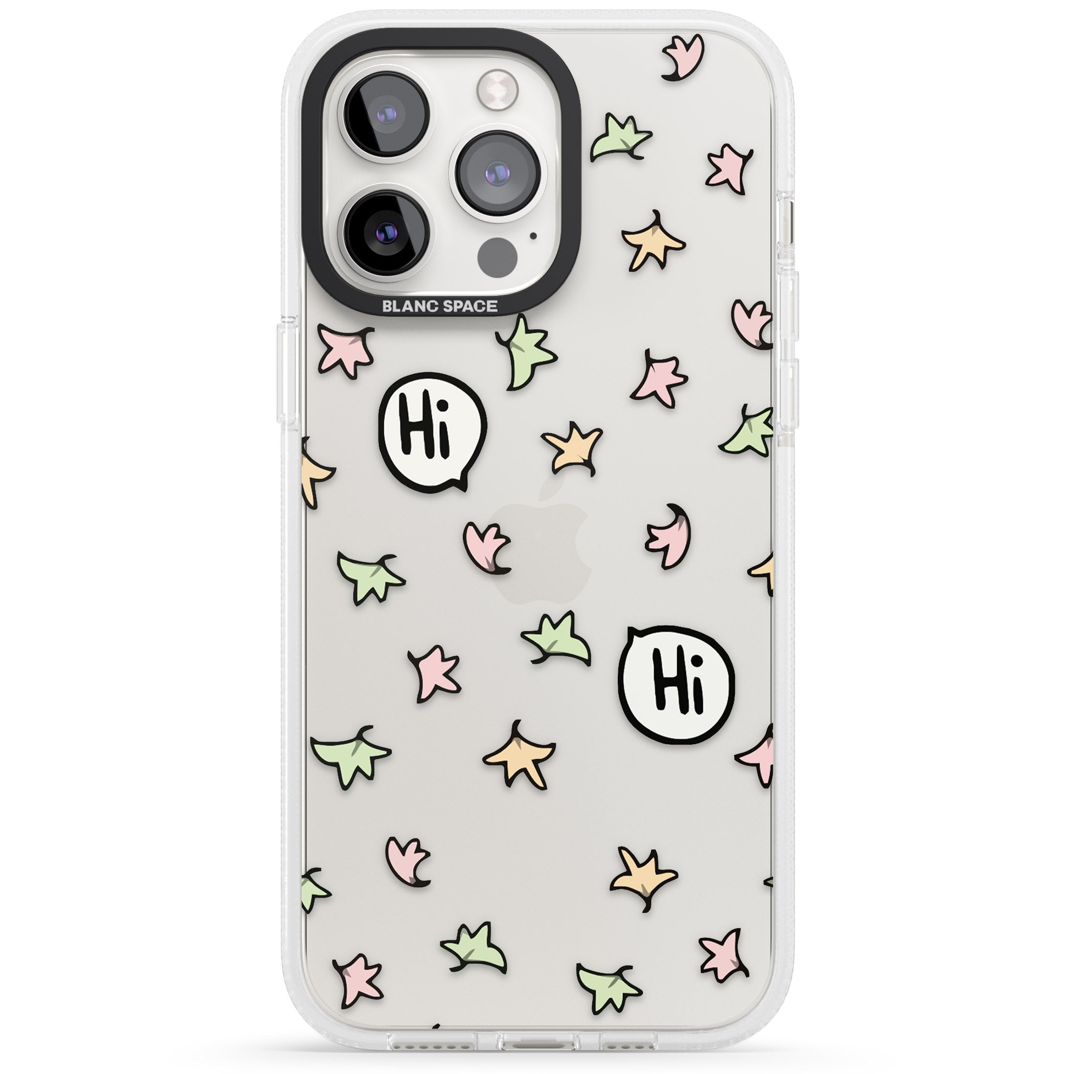 Heartstopper Leaves Pattern iPhone 15 Pro Max / 15 Pro / 14 Pro Max / 14 Pro / 13 Pro Clear Case Impact Air - Blanc Space