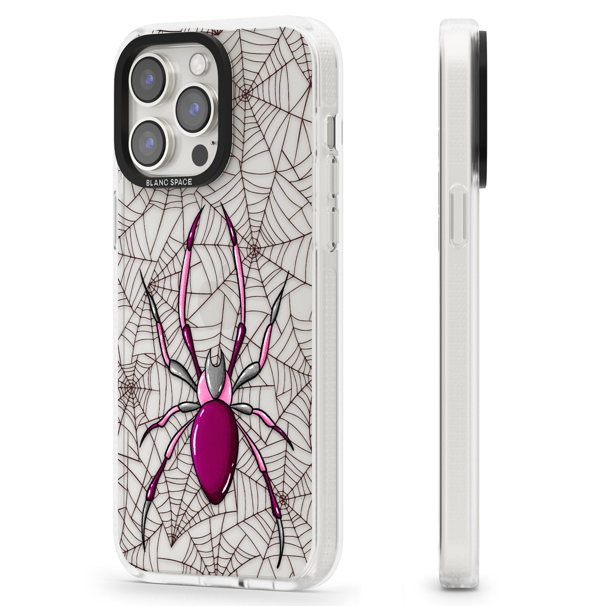 Arachnophobia iPhone 15 Pro Max / 15 Pro / 14 Pro Max / 14 Pro / 13 Pro Clear Case Impact Air - Blanc Space
