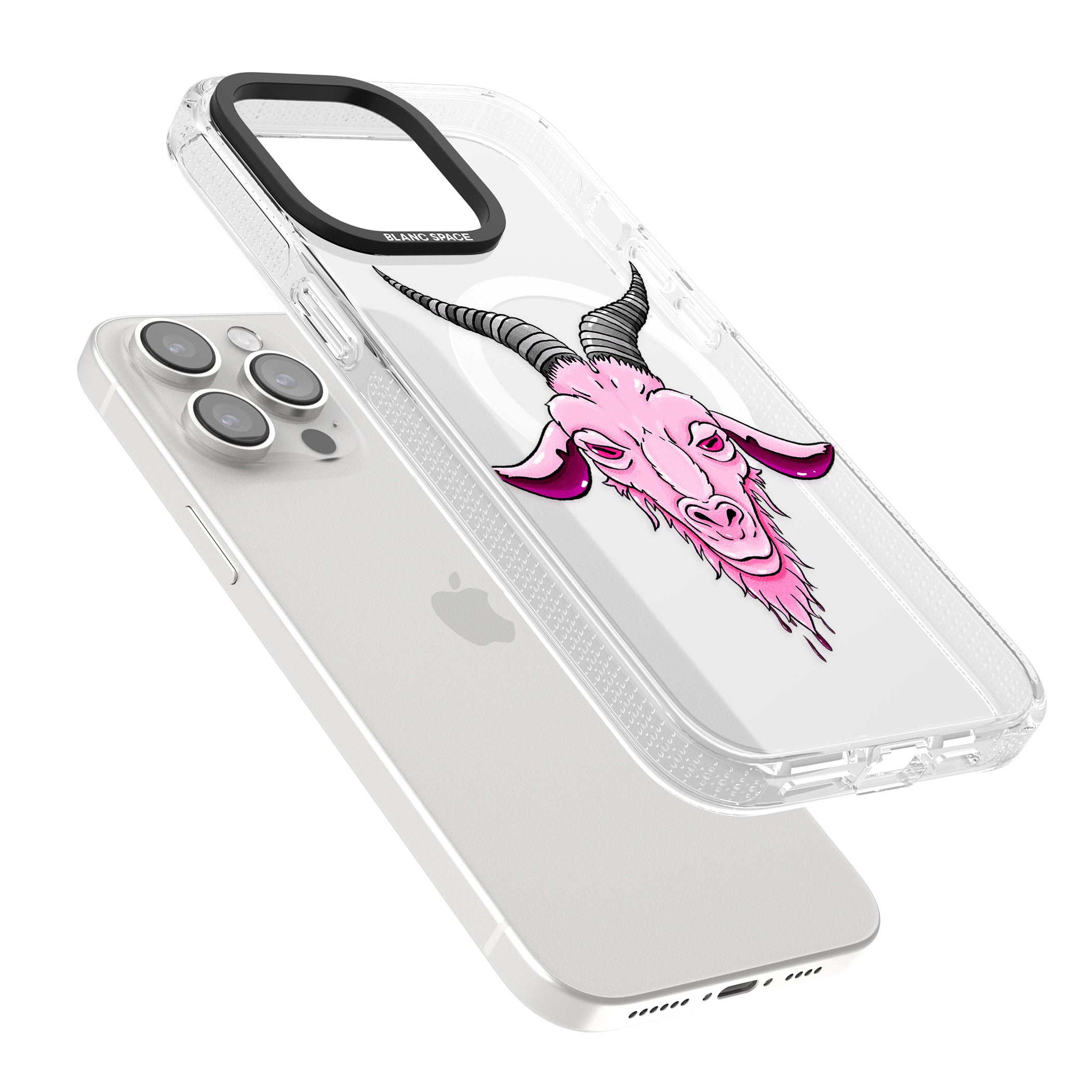 Ba-phomet iPhone 15 Pro Max / 15 Pro / 14 Pro Max / 14 Pro / 13 Pro Clear Case Impact Air - Blanc Space