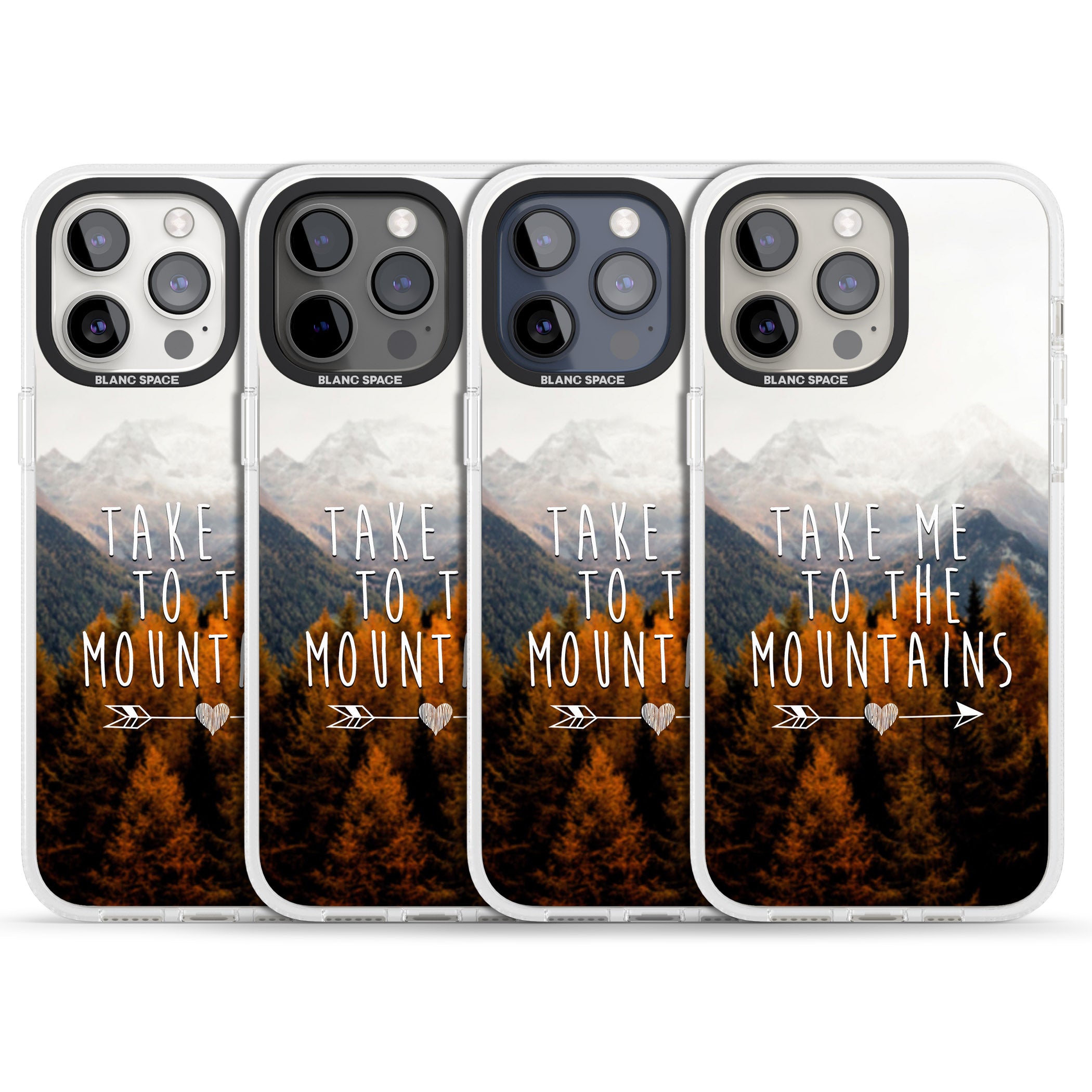 Take Me Mountains Quote iPhone 15 Pro Max / 15 Pro / 14 Pro Max / 14 Pro / 13 Pro Clear Case Impact Air - Blanc Space