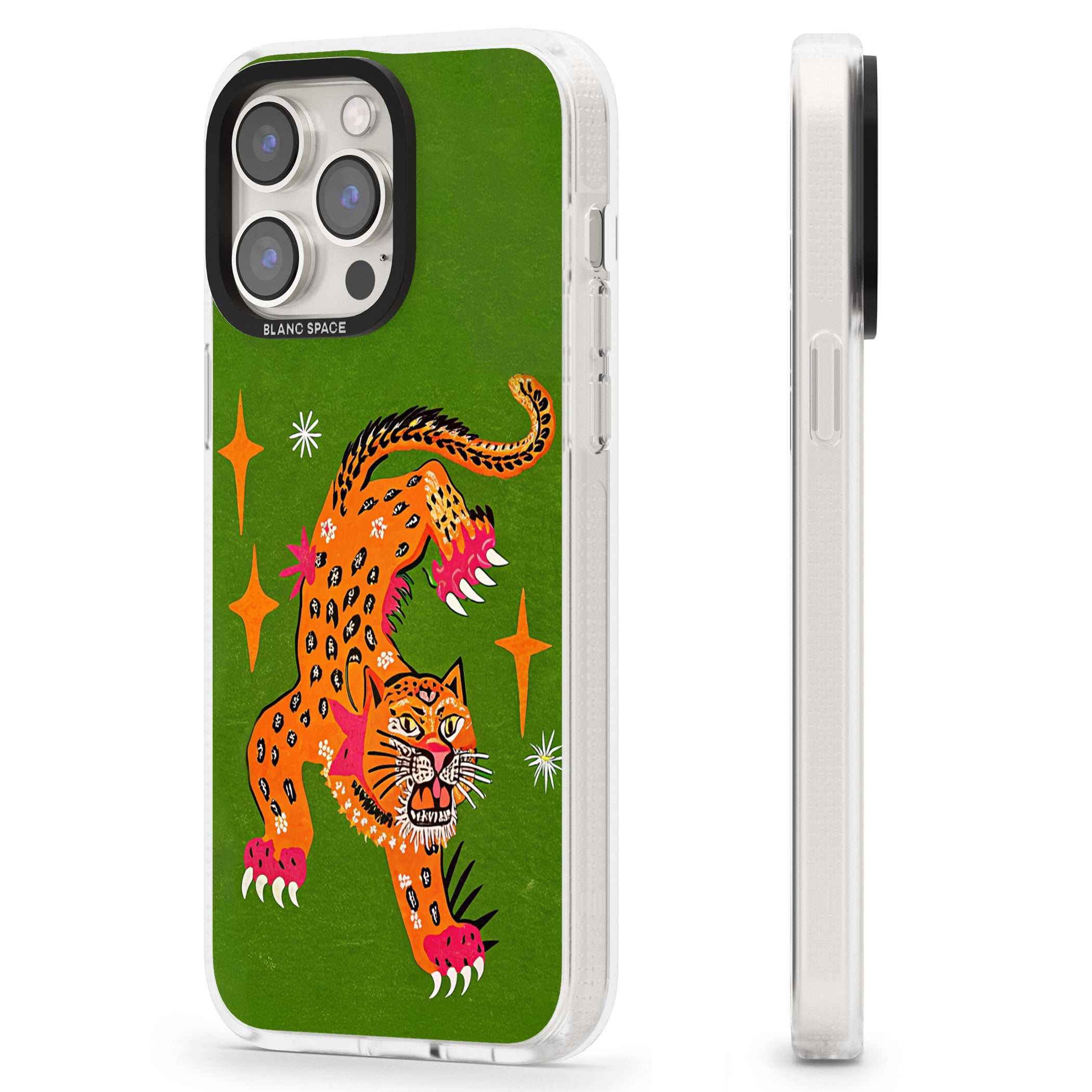 Fierce Jaguar iPhone 15 Pro Max / 15 Pro / 14 Pro Max / 14 Pro / 13 Pro Clear Case Impact Air - Blanc Space